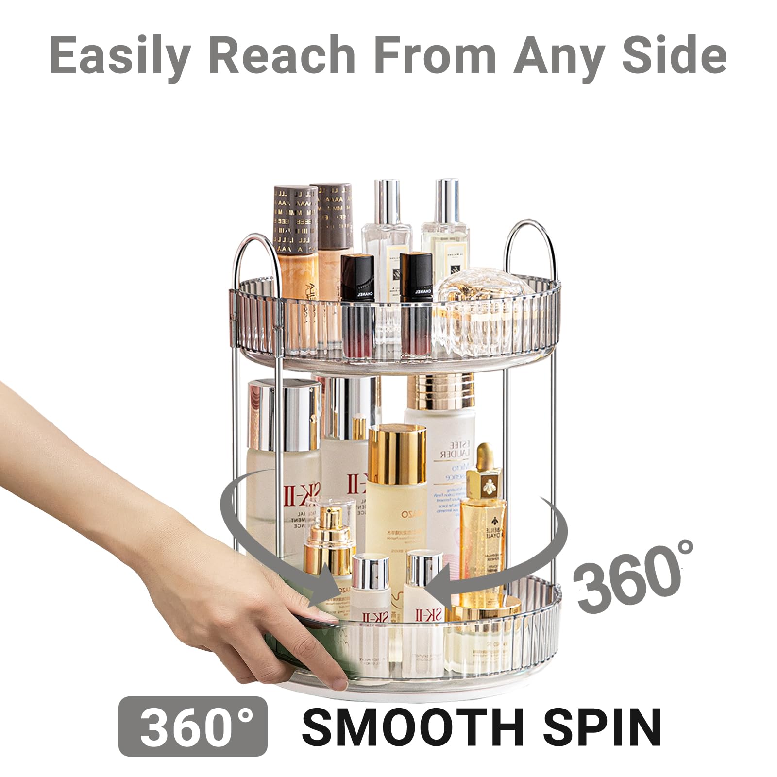 Asayuee 360 Rotating Makeup Organizer For Vanity,Bathroom Countertop Organizer Spinning Perfume Organizer,Dresser Vanity Organiz