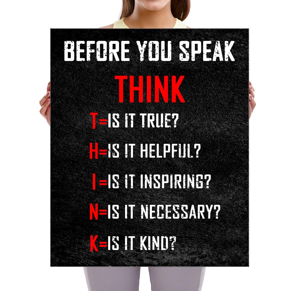 Pyradecor Large Motivational Think Before You Speak Classroom Positive Quotes Inspirational Poster Canvas Prints Wall Art For Of
