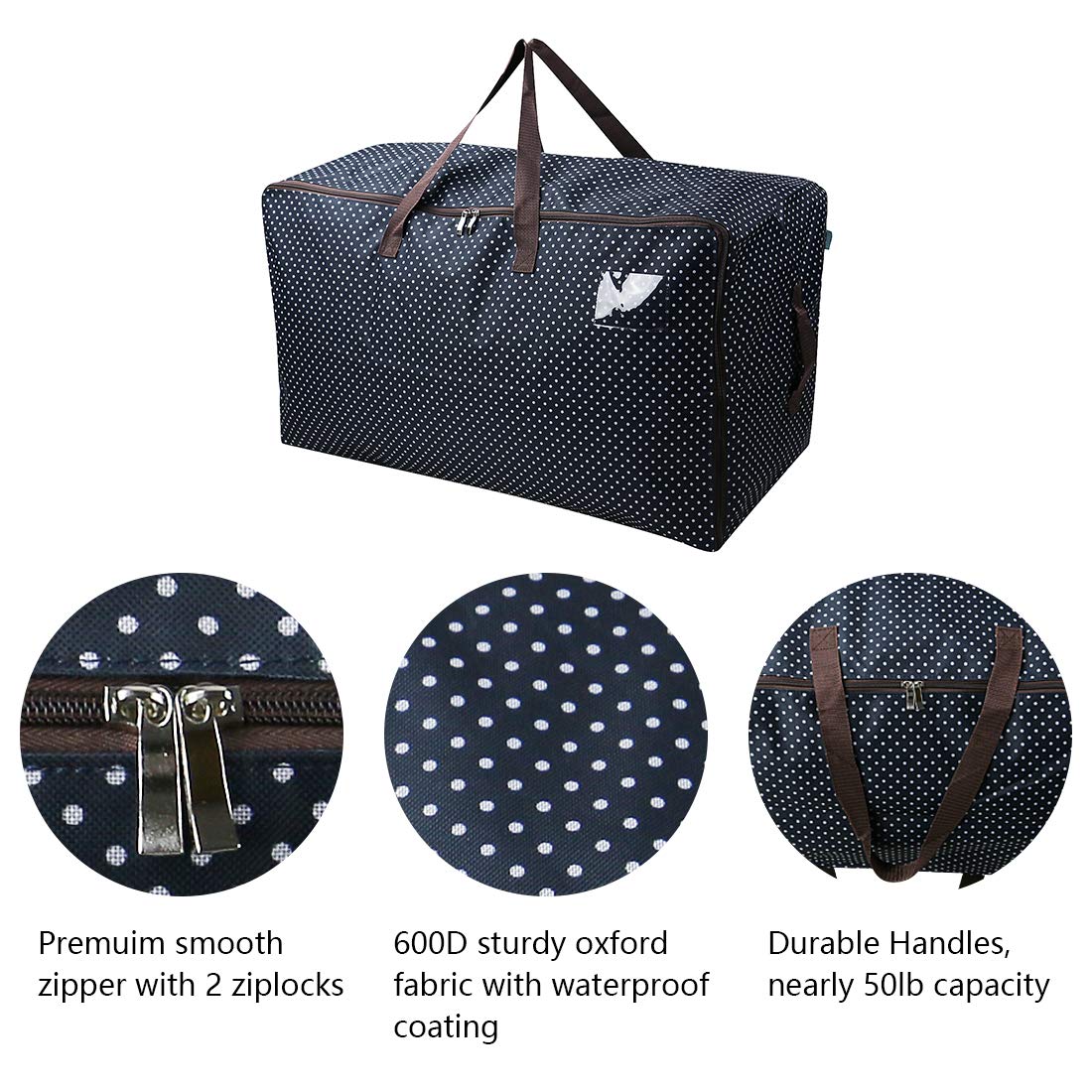 Amj 100L Large Storage Bag, Comforter/Blanket/Pillows/Quilt Storage Container, Garage Grocery Storage Bag, Garments/Clothes Orga