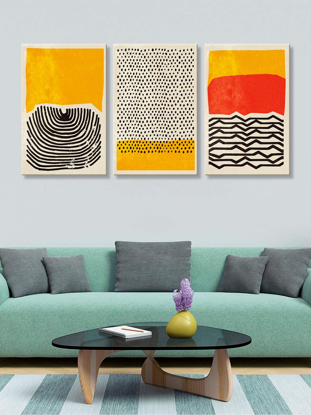 999Store Abstract Yellow Black Orange Wall Art Canvas Painting(Canvas_30X54 Inches) 3Fcanvas217