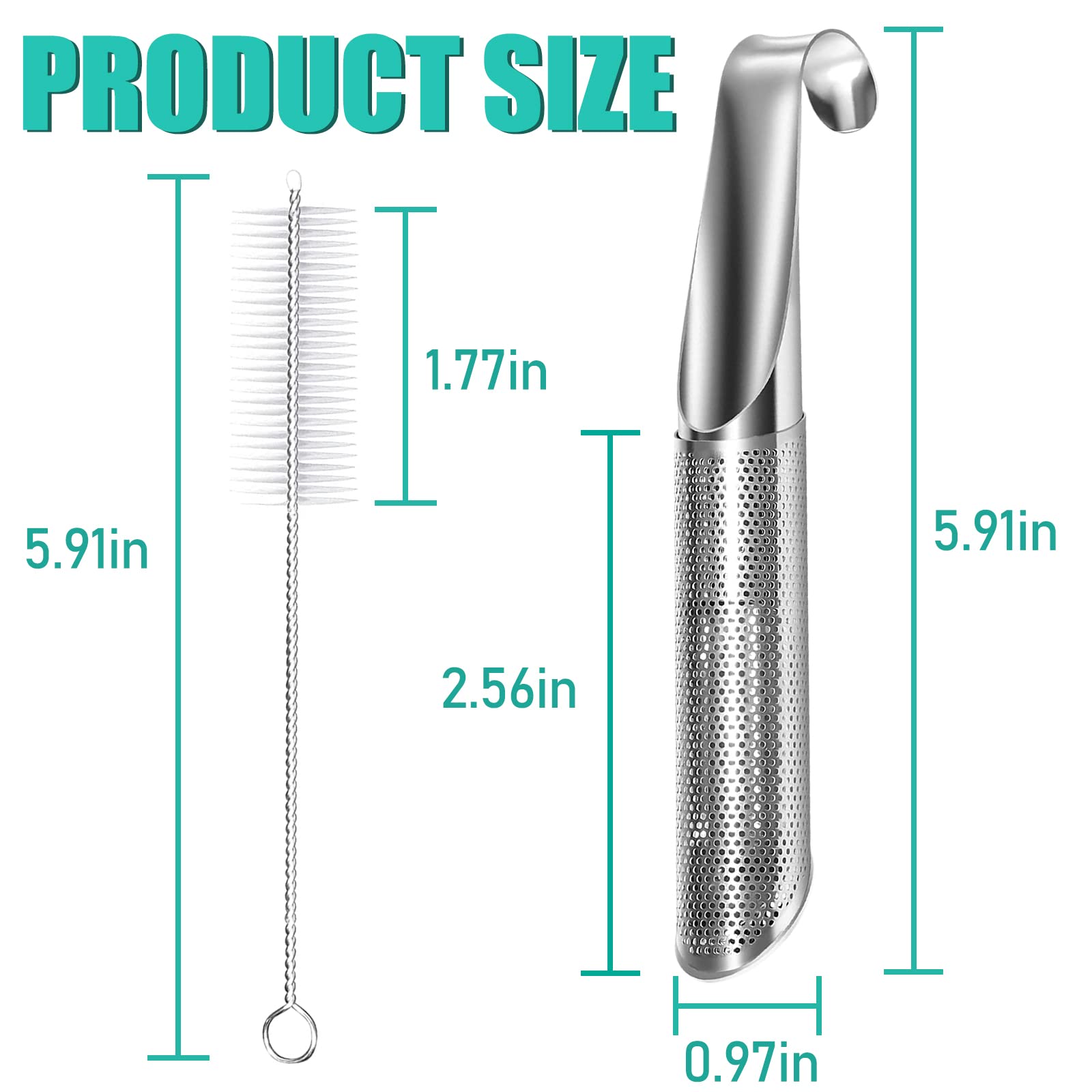 3 Pcs Tea Infuser And 1 Brush, Stainless Steel Tea Infuser Stick Pipe Tea Infuser For Loose Tea Leaf, Tea Infusers Pen With Hook