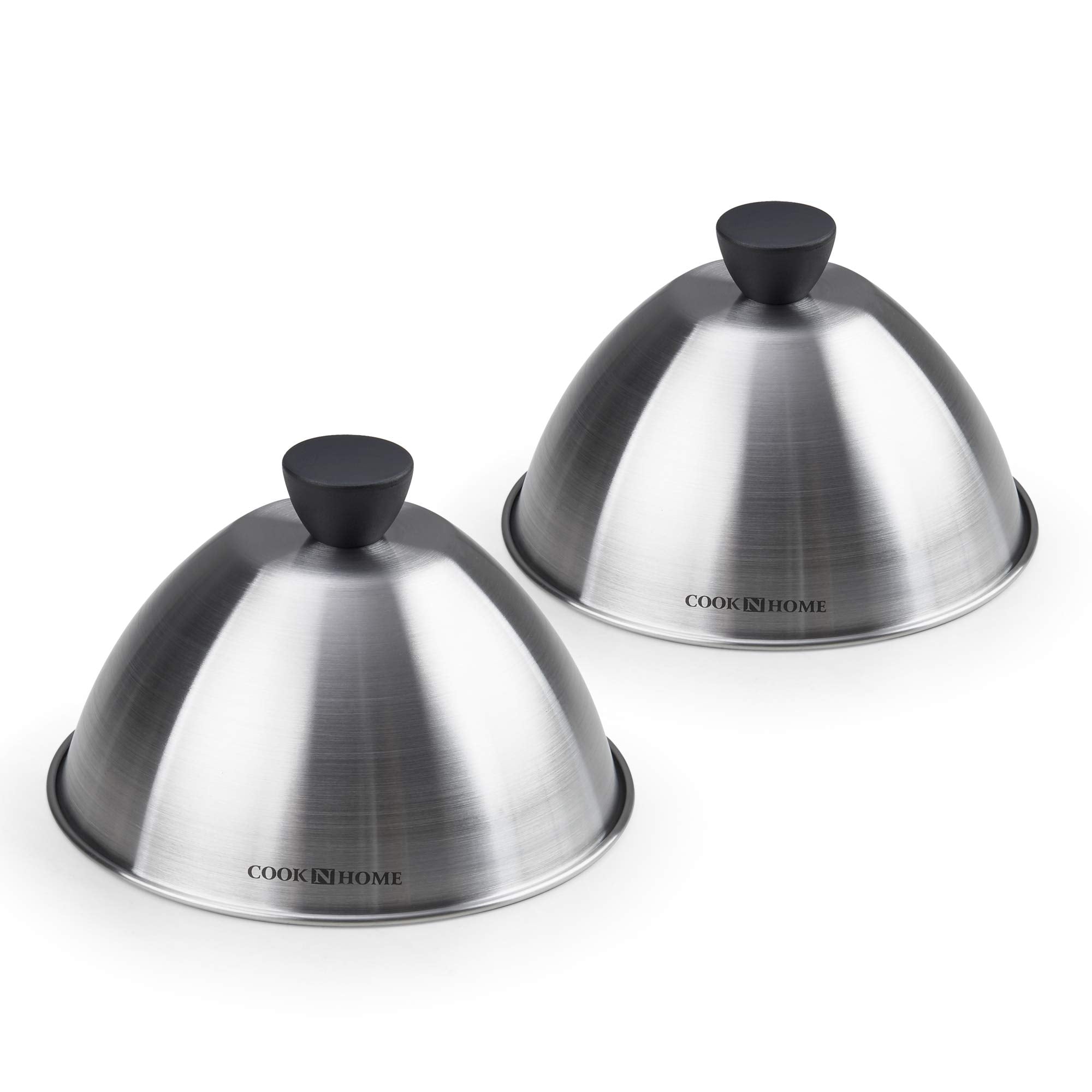 Cook N Home 02664 Stainless Steel Grill Cooking Steaming Dome Lid, 2 Pack, 6 Inches, Silver