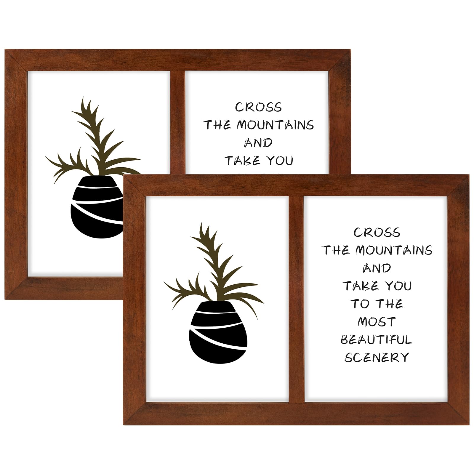 Golden State Art, 5x7 Double Picture Frame, Displays Two 5x7 Photos - Solid Wood - Real Glass For Tabletop Or Wall Mounting (Bro