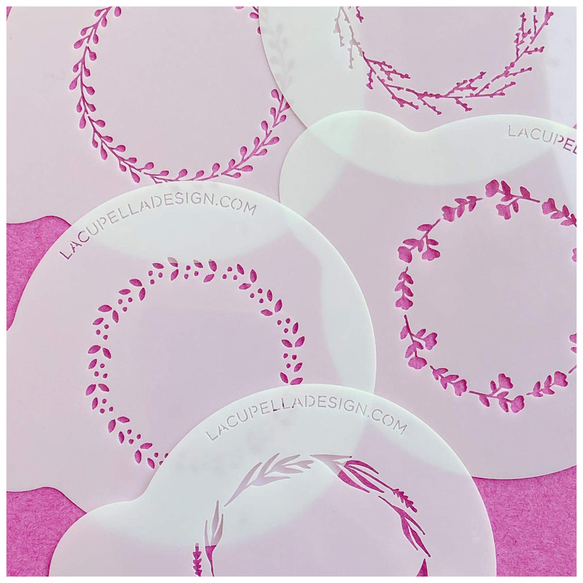 Lacupella 10 Pieces Wreath Stencil Set Wood Canvas Decorating Artist Art And Craft Monogram Wedding Birthday - Food Grade Reusab