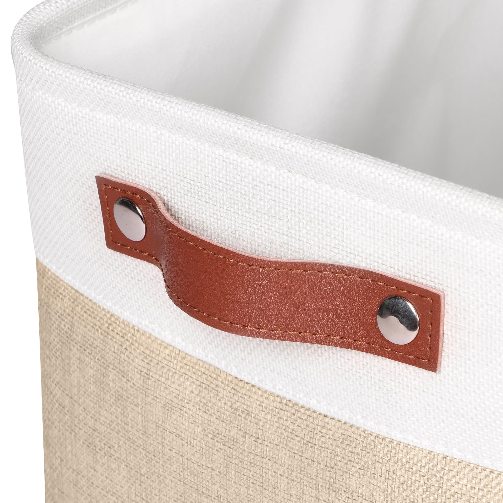 Univivi 15 Inch Foldable Fabric Storage Baskets 4Pc Rectangle Storage Bins With Pu Handles|Hard Bottom Large Organizer Basket Fo