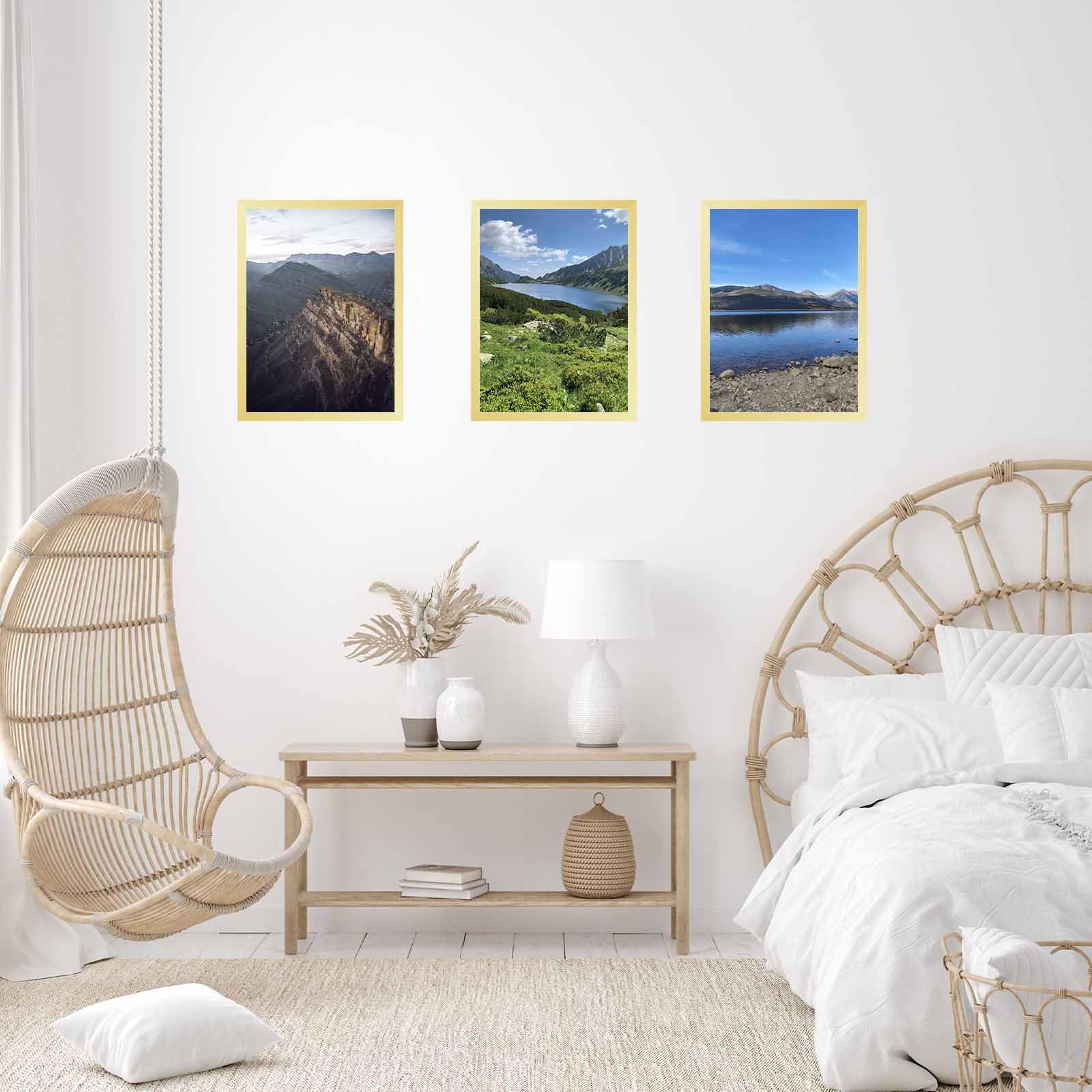 JCJMY 19x27 Picture Frame Gold for Poster Photo Picture, Horizontal and Vertical Formats for Wall Hanging, 19 x 27 Wall Gallery