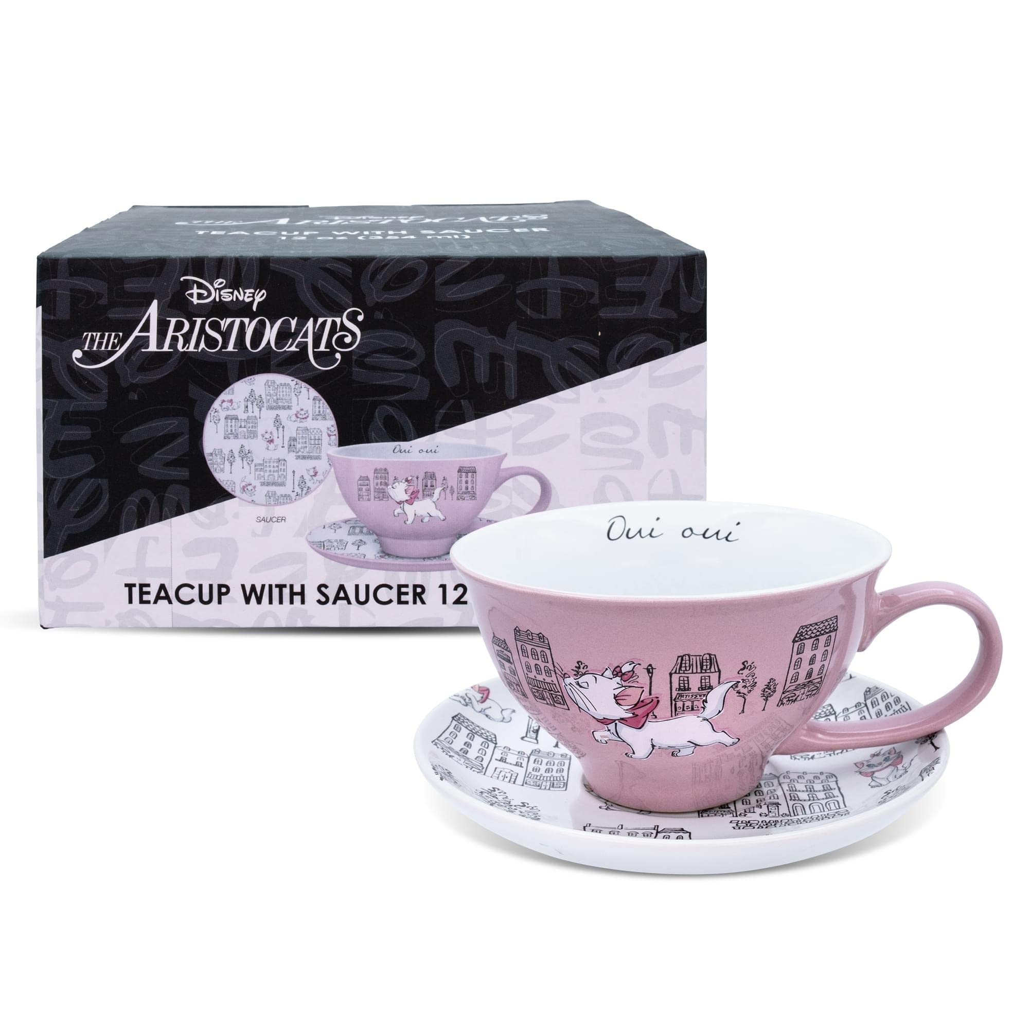 Disney The Aristocats 12-Ounce Ceramic Teacup And Saucer Set | Tea Party Gift Set For Coffee, Espresso