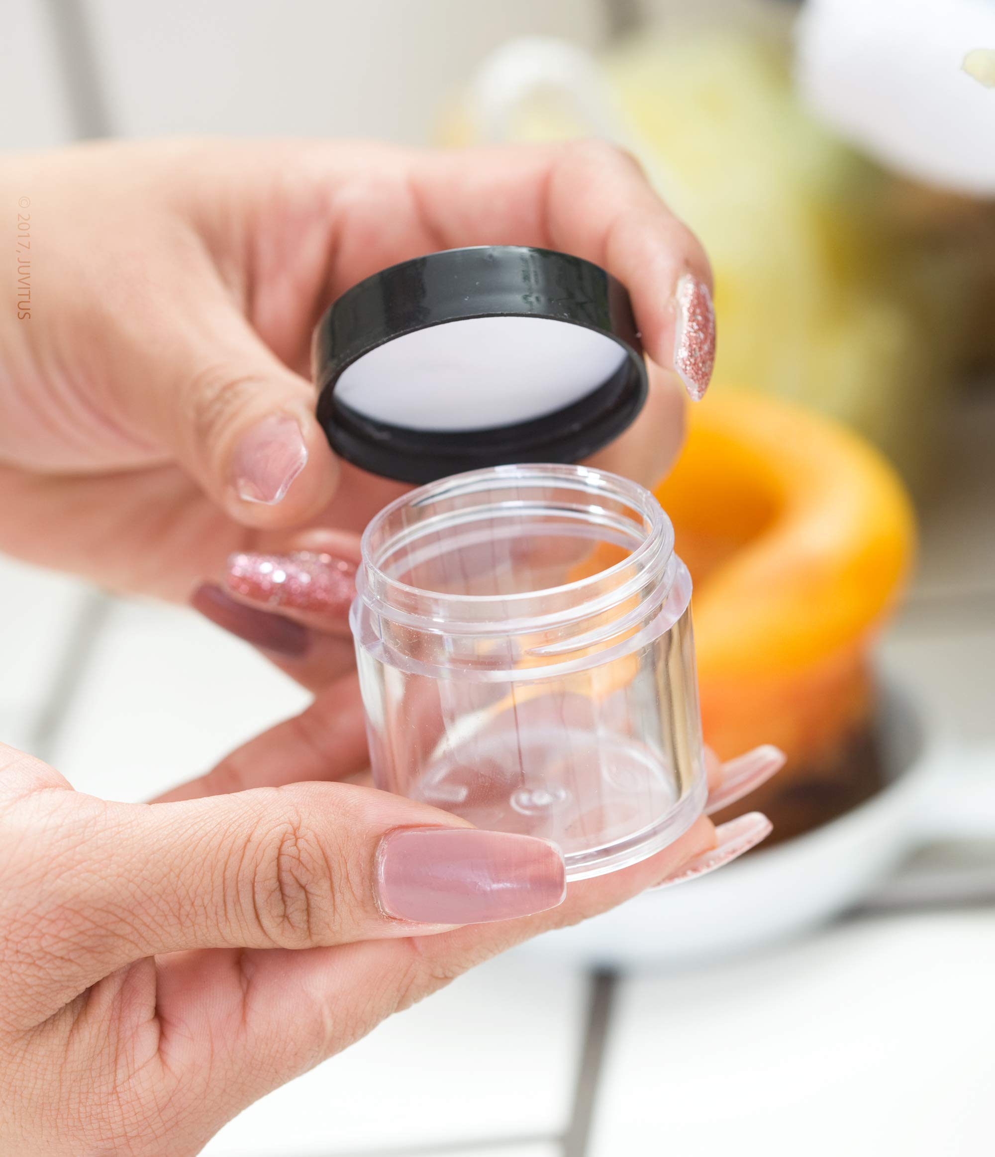1 Oz / 30 Ml Clear Thick Wall Acrylic Travel Refillable Pot Container Jar Samples, Balms, Makeup And Cosmetics, Salves, Airtight
