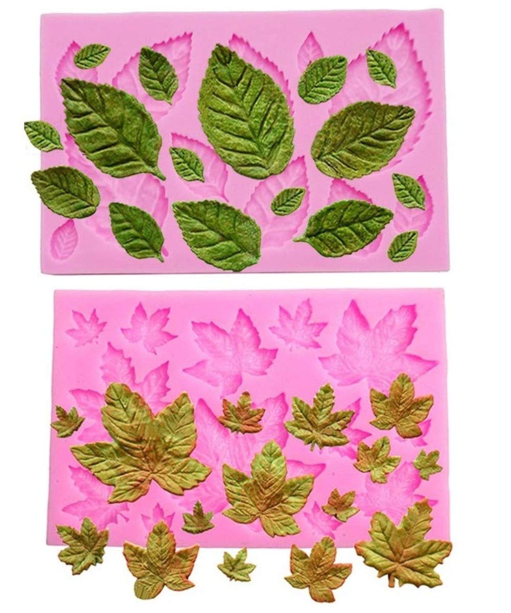 Leaf Mold Silicone Leaves Fondant Molds,Tree Leaves Mold For Cake Decoration,Maple Leaves Candy Mold,Cupcake Topper,Polymer Clay