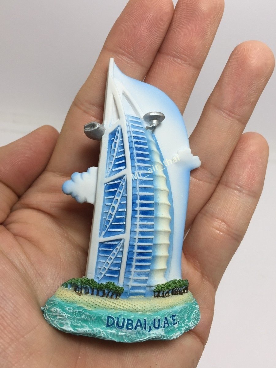 Witnystore Tiny Burj Al Arab Jumeirah In Dubai, United Arab Emirates Uae Western Asia Tourist Attractions Resin Refrigerator Mag