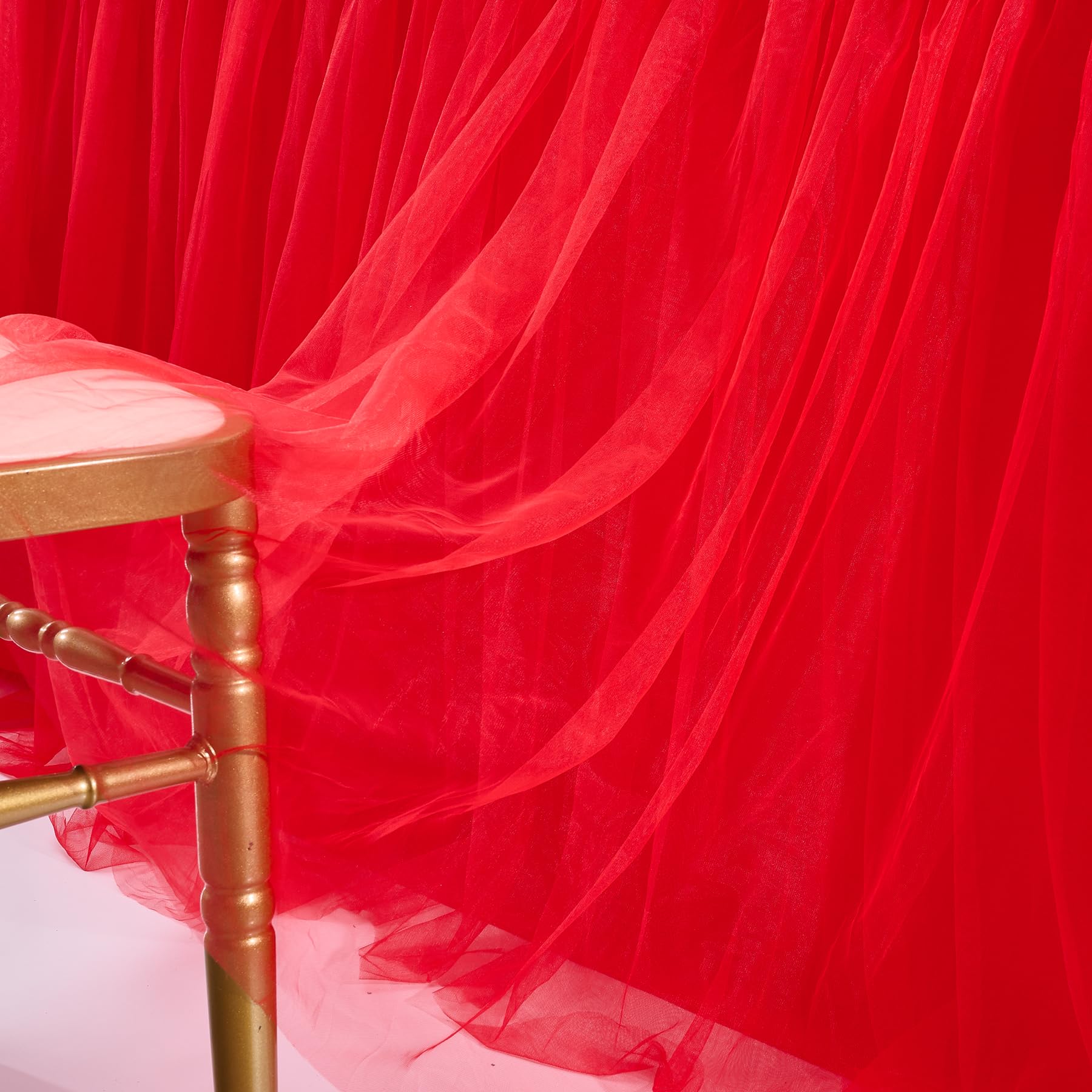 Suppromo 14Ft Red Table Skirt Tulle Tutu Table Skirt Ruffle Table Skirting For Graduation Baby Shower Birthday Party Wedding Chr