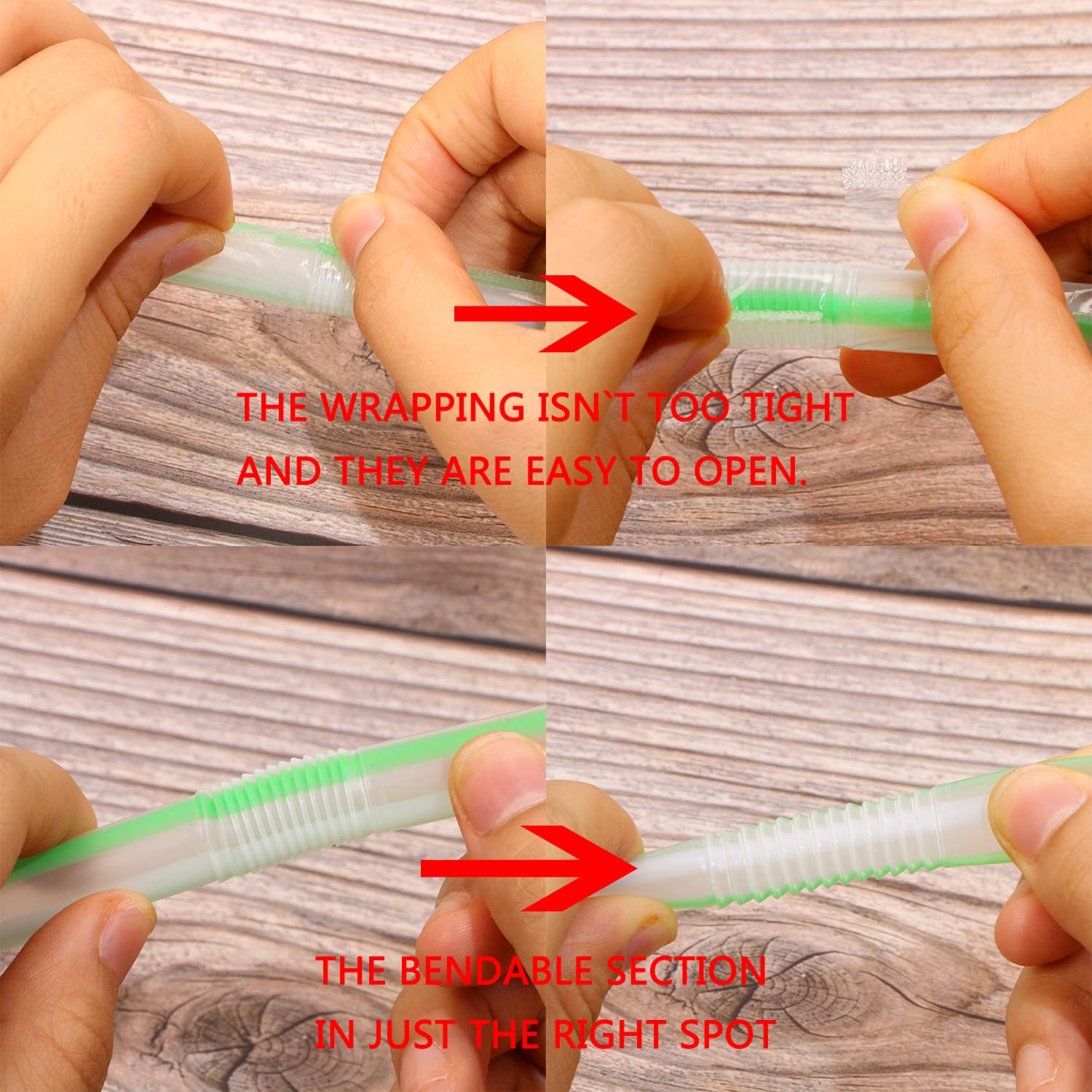 Mini Skater 100Pcs Jumbo Plastic Smoothies Straws Individually Wrapped 8 Inch Long Drinking Straws Bulk For Protein Shakes Froze