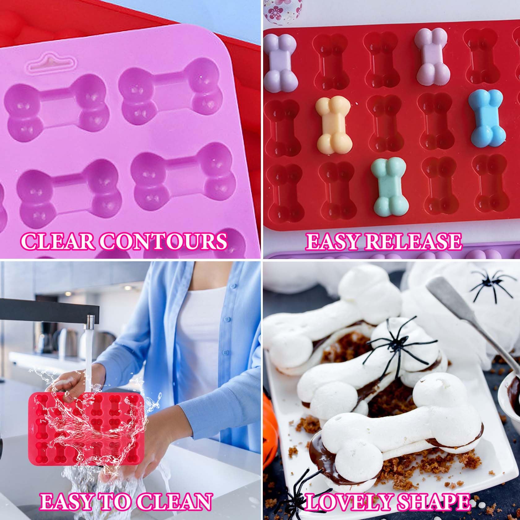 2 Pcs Silicone Molds Dog Bone Mold,Non-Stick Food Grade Silicone Molds Silicone Dog Treat Molds,Bone Mold Silicone Molds Baking