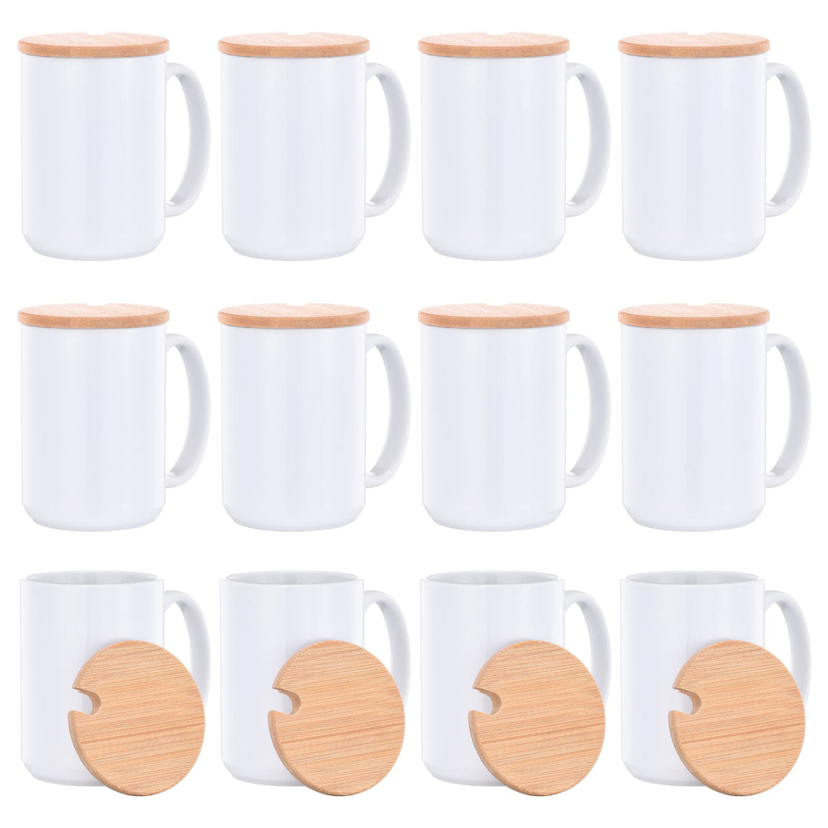 Rainbowtie Sublimation Mugs 15 Oz Sublimation Mugs Blank With Bamboo Lid White Coffee Mugs Sublimation Coffee Mugs Mug Sets Coff