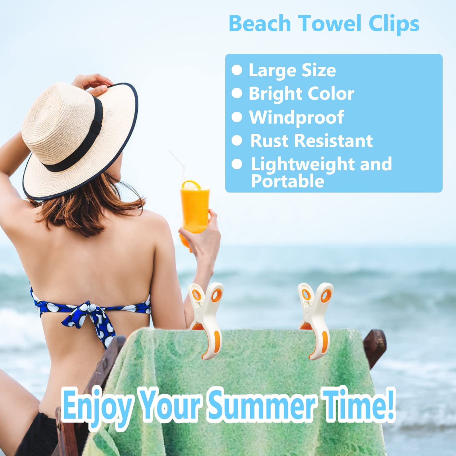 8 Pack Beach Towel Clips For Beach Chairs Cruise, Beach Chair Clips For Towels Lounge Chairs Pool Towel Holder, Large Clips Plas