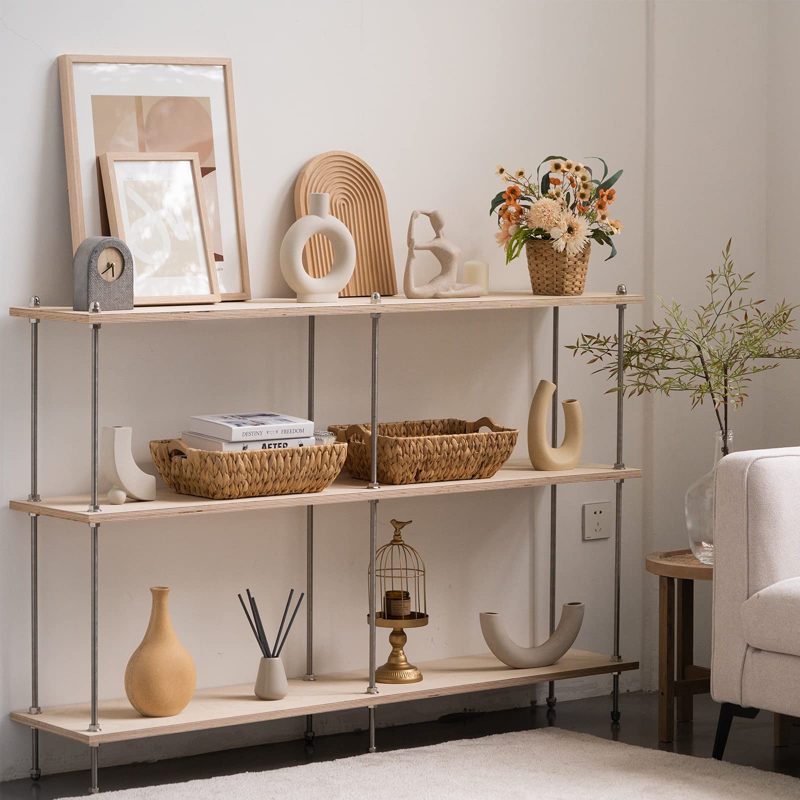 Fairyhaus Wicker Baskets With Handles, Natural Wicker Basket For Organizing Shelves, Small Hand Woven Water Hyacinth Storage Bas