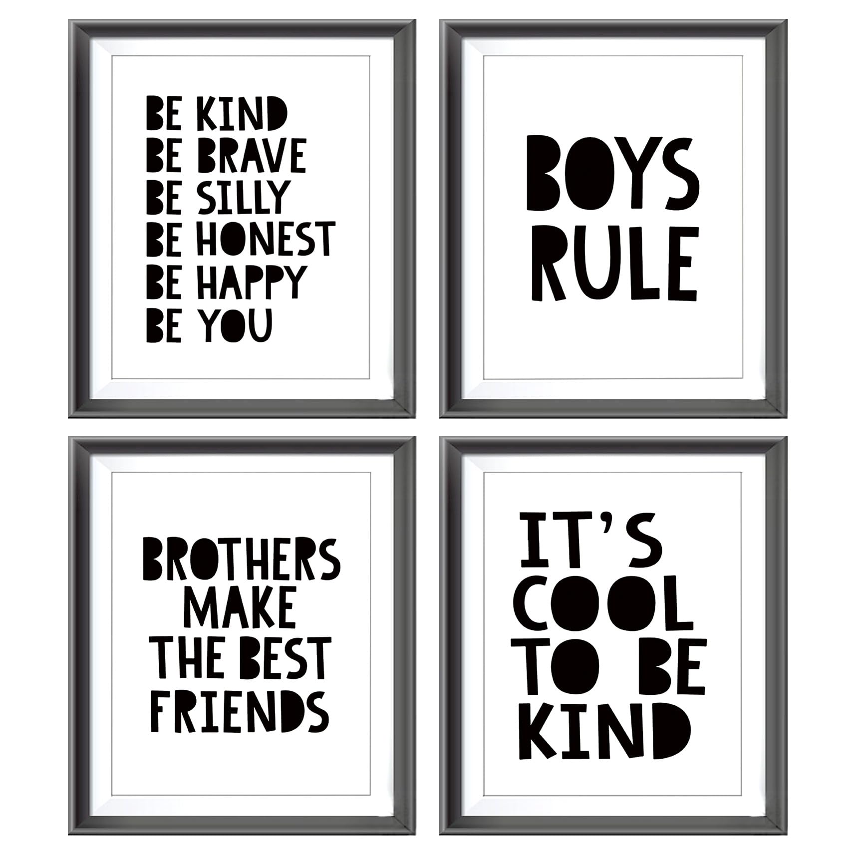 Brothers Make The Best Friends Boys Rules Affirmations Poster Prints For Boys Room Playroom Nursery Classroom Decor,Boho Navy Bl