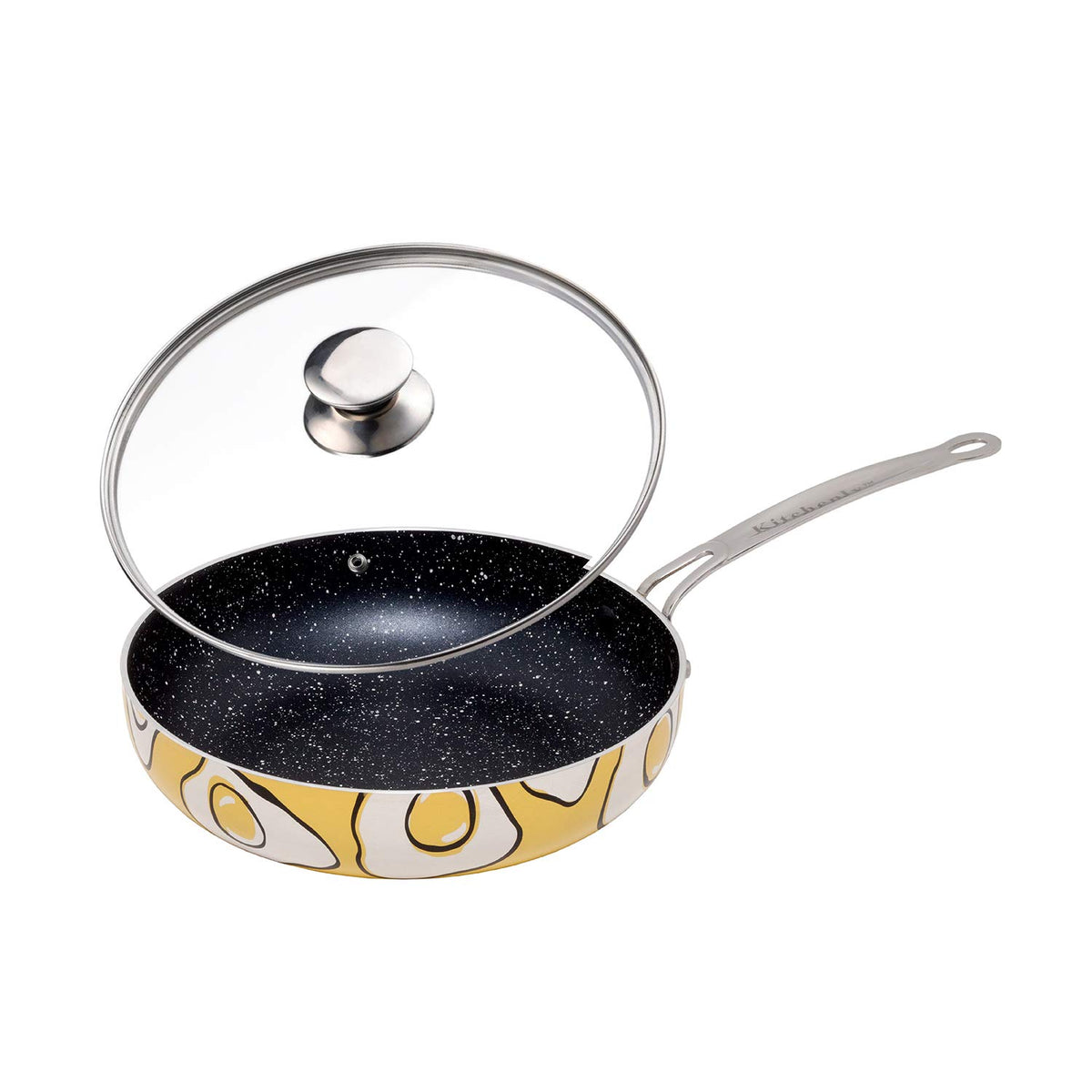 Kitchenly Happy Frying Pan & Lid - Nonstick Pan, Deep Nonstick Frying Pan Stone Cookware - Oven, Electric, Gas, And Induction Co