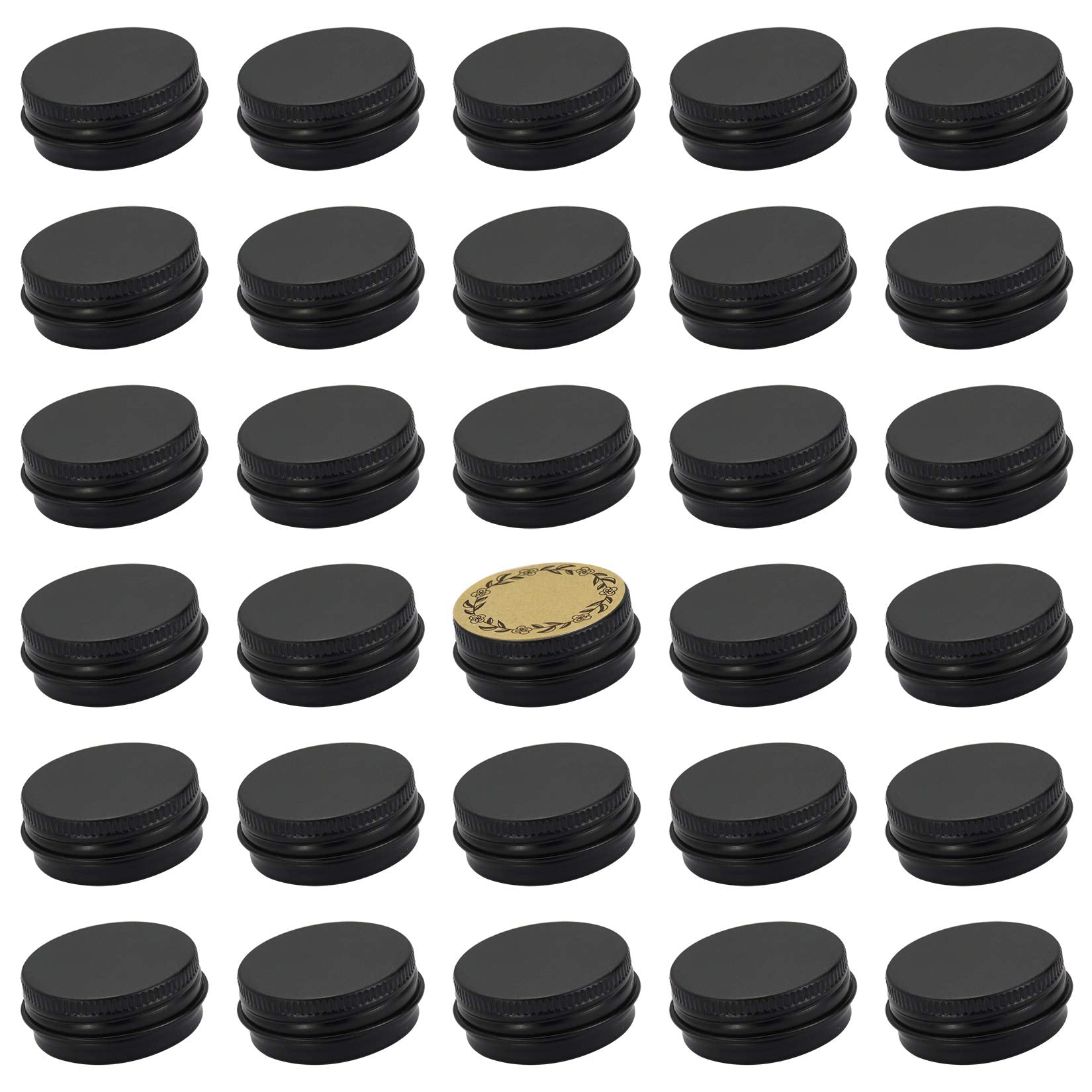 0.5 Oz Screw Top Aluminum Tin Jar With Screw Lid And Blank Labels (Black - Pack Of 32)