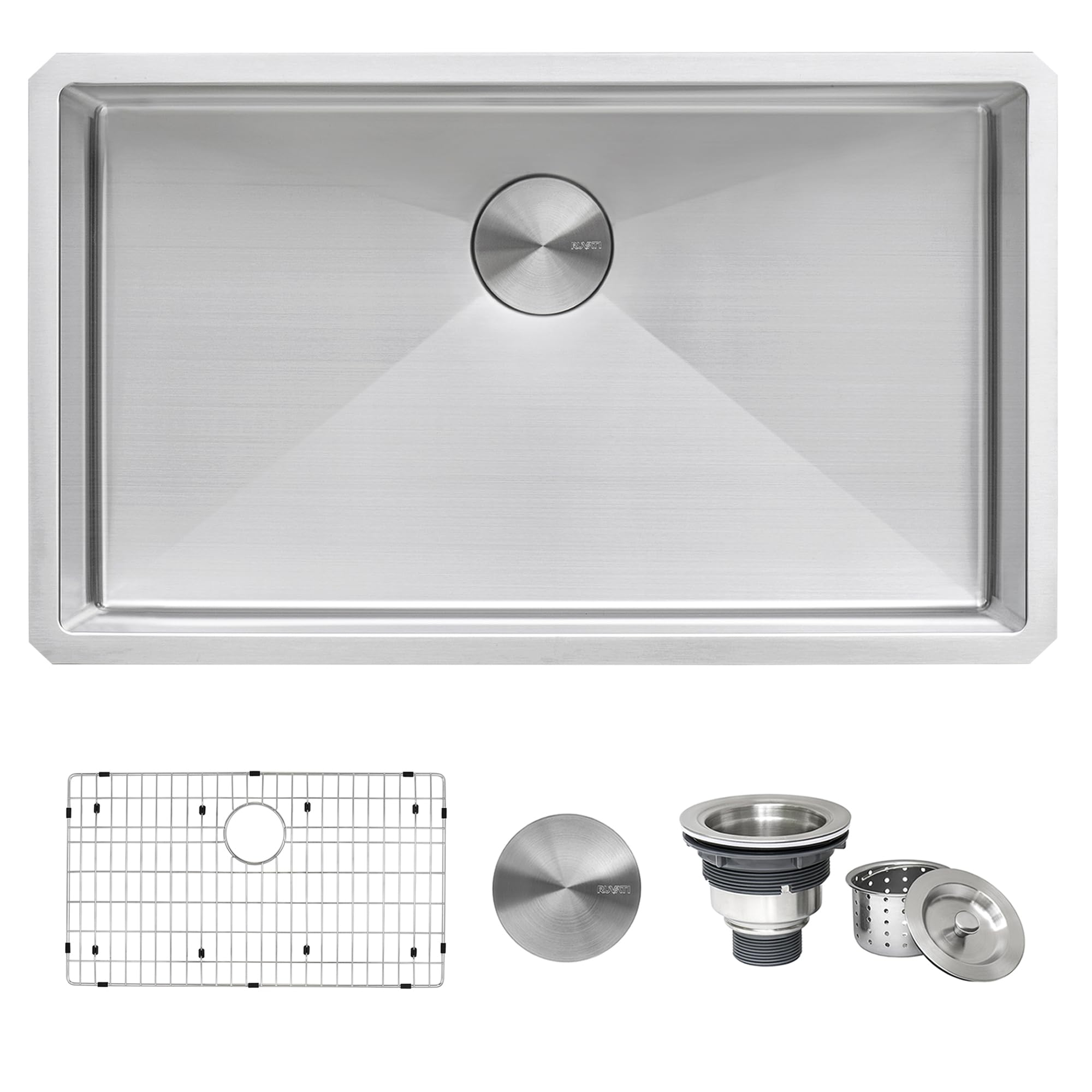 Ruvati 30-Inch Undermount 16 Gauge Tight Radius Kitchen Sink Stainless Steel Single Bowl - Rvh7300