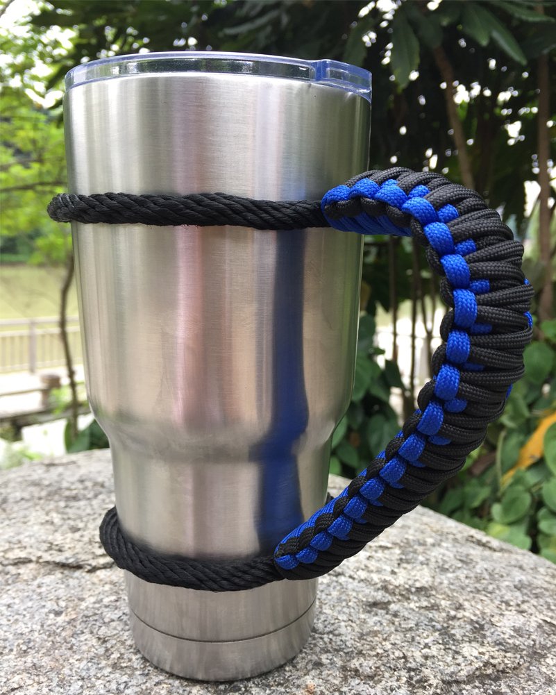 MOCE Handmade Paracord Handle for Yeti/Rtic/Ozark Trail Rambler 30 Oz Tumbler. Blue/black