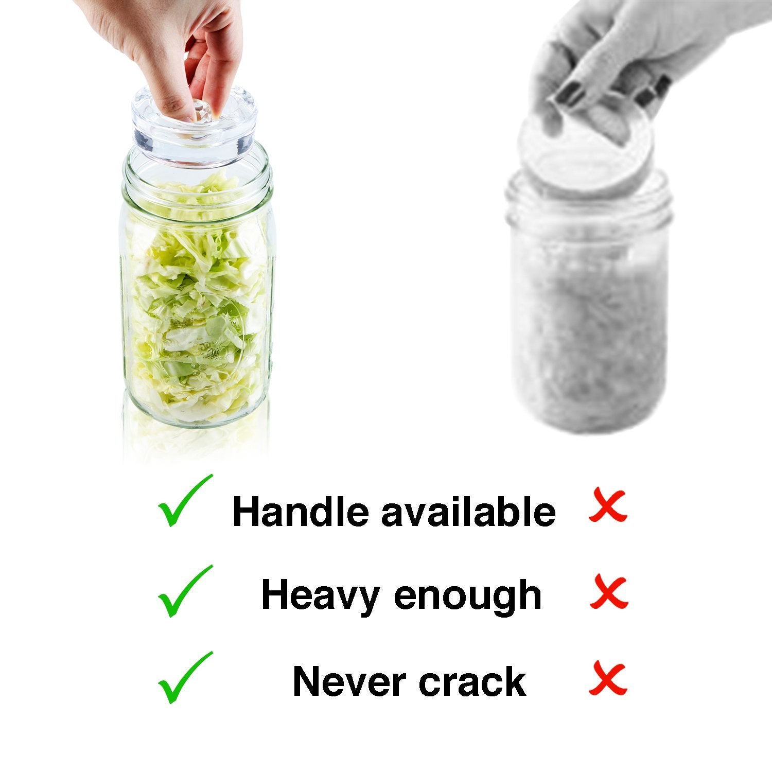 4-Pack Of Fermentation Glass Weights With Easy Grip Handle For Wide Mouth Mason Jars