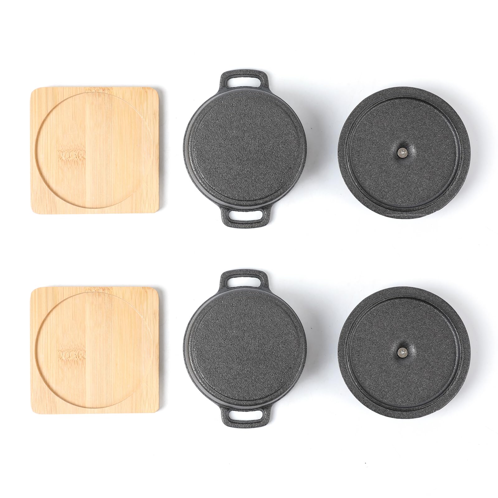 Hawok Cast Iron Sauce Pan With Lid 270Ml/9.13Oz/1.08Cups Mini Dutch Oven Black Set Of 2