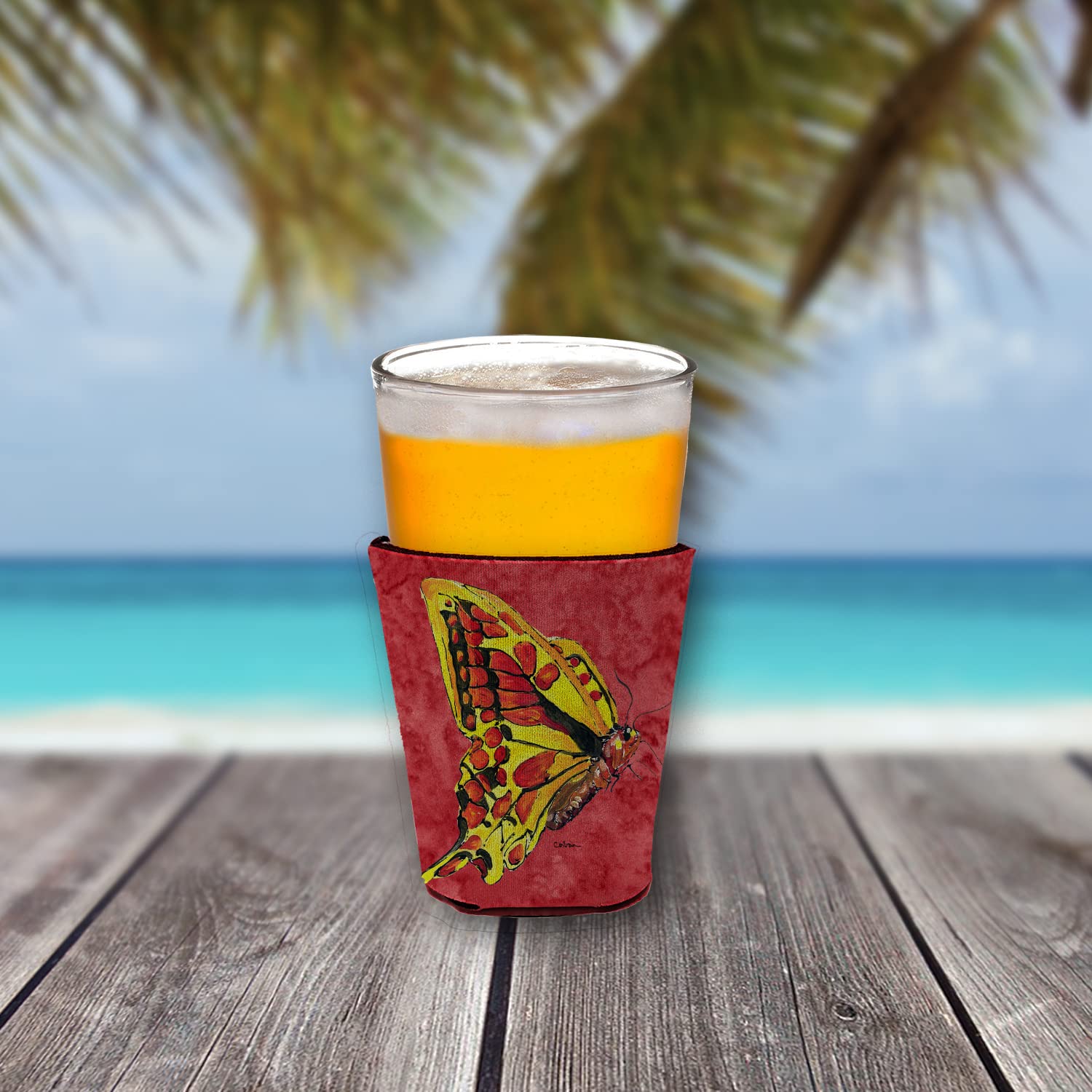 Butterfly on Red Red Solo Cup Beverage Insulator Hugger