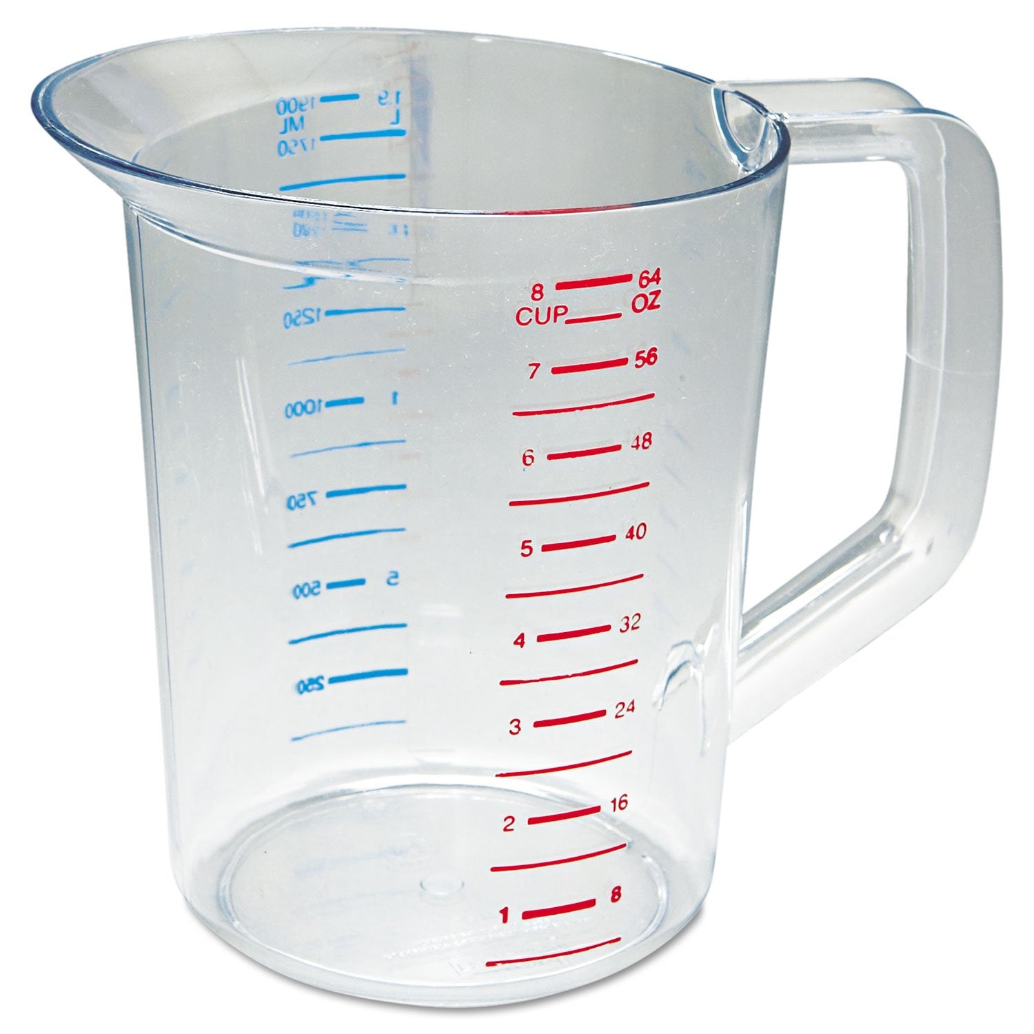 Rubbermaid Commercial Products Bouncer Clear Measuring Cup, 8-Cup/2-Quart, Clear, Strong Food Grade, For Use With -40-Degree F T