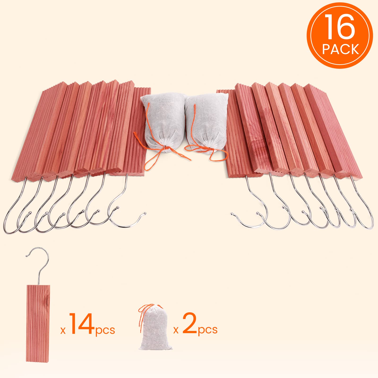 Homode Cedar Blocks For Clothes Storage, Aromatic Cedar Wood For Closets And Drawers, Cedarwood Hangups With Hook, Scent Sachets