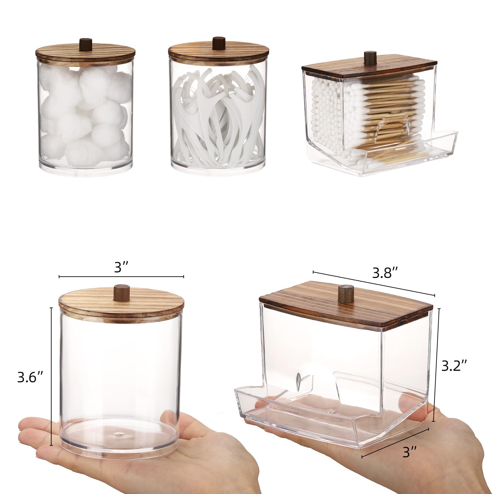 Tbestmax Qtips Dispenser Bathroom Container, 10/12 Oz Big Cotton Ball Holder, Apothecary Jar Organizer For Storage Cotton Swab,