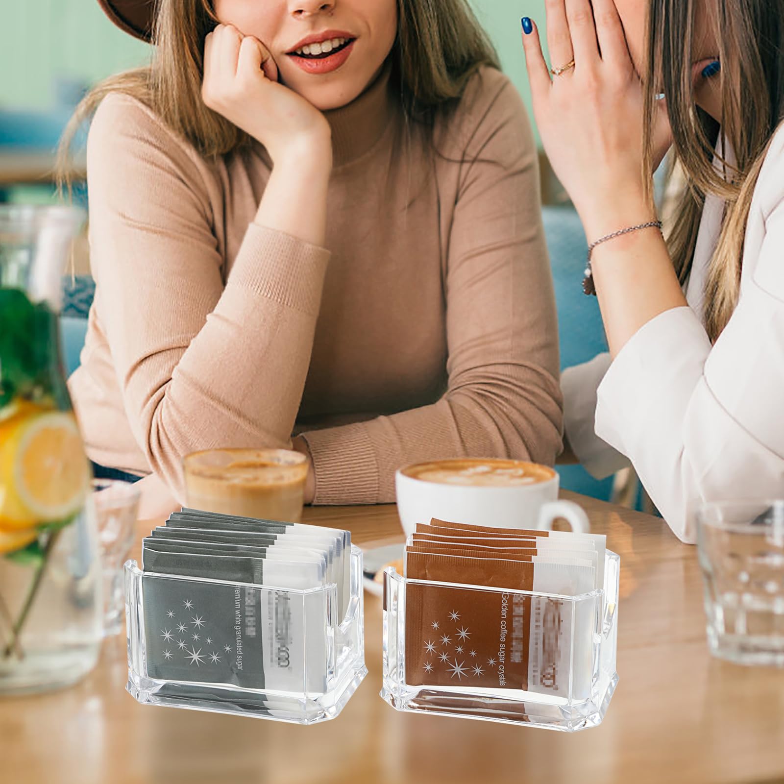 Elldoo Set Of 4 Sugar Packet Holder, Acrylic Sugar Bowl For Restaurant, Tea Bag Organizer, Small Condiments Packet Holder Sugar