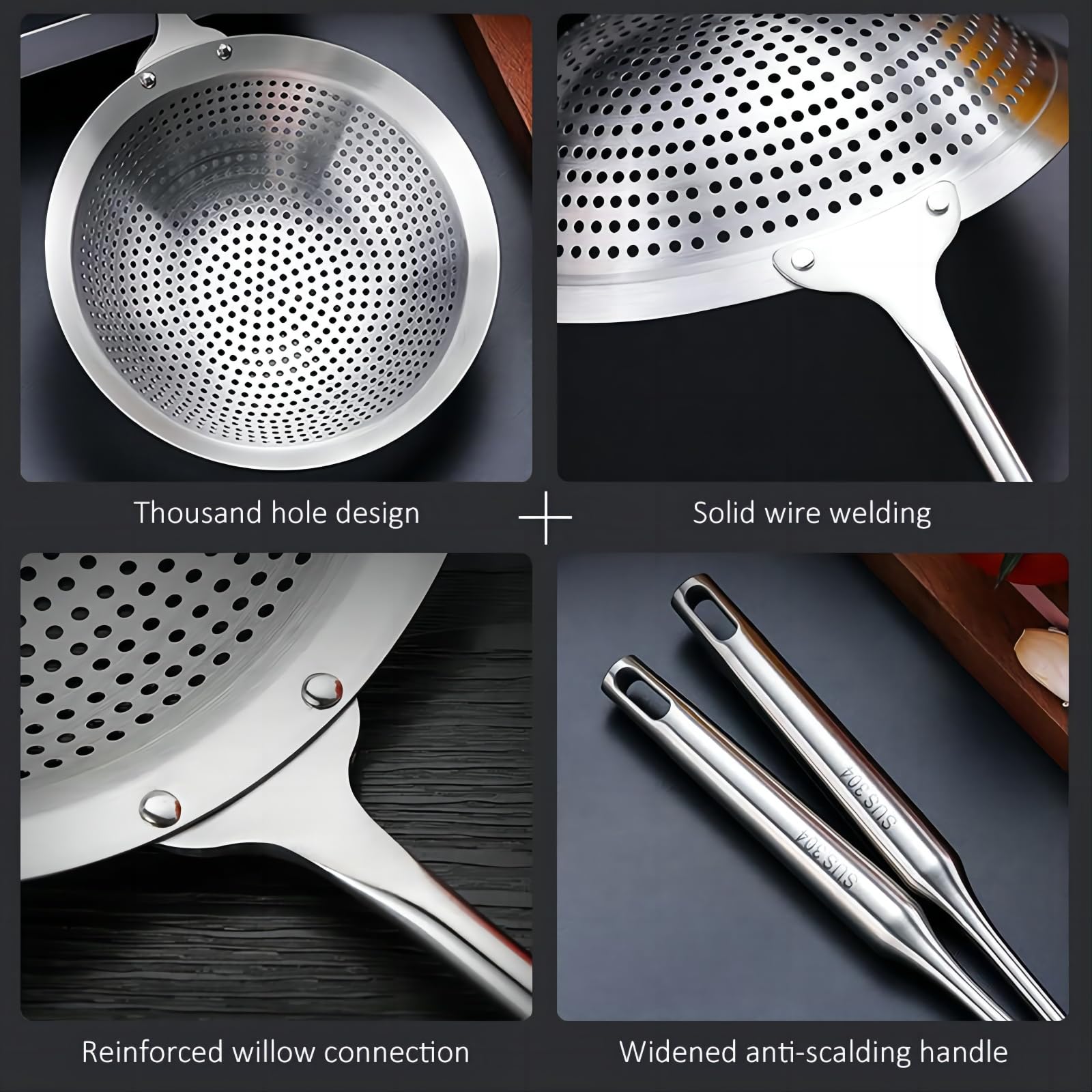 Greatlink Large Professional Skimmer Slotted Spoon,304 Stainless Steel Slotted Spoon With Extra Large Bowl & Comfortable Handle,