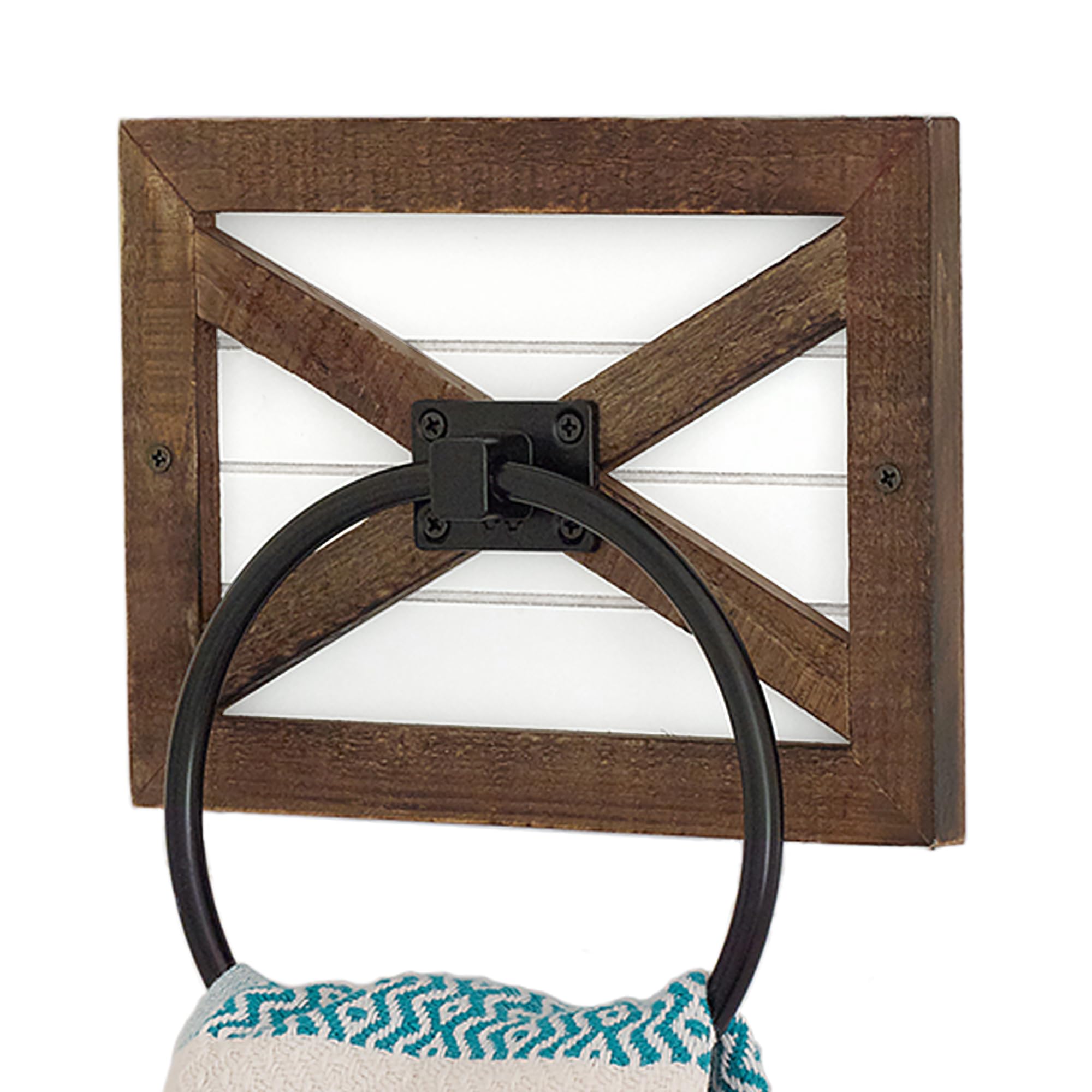 Autumn Alley Farmhouse Decor Hand Towel Ring for Bathroom - Coastal Towel Holder/Rack, Wall Mounted, Mix of Wood, Unique Shiplap