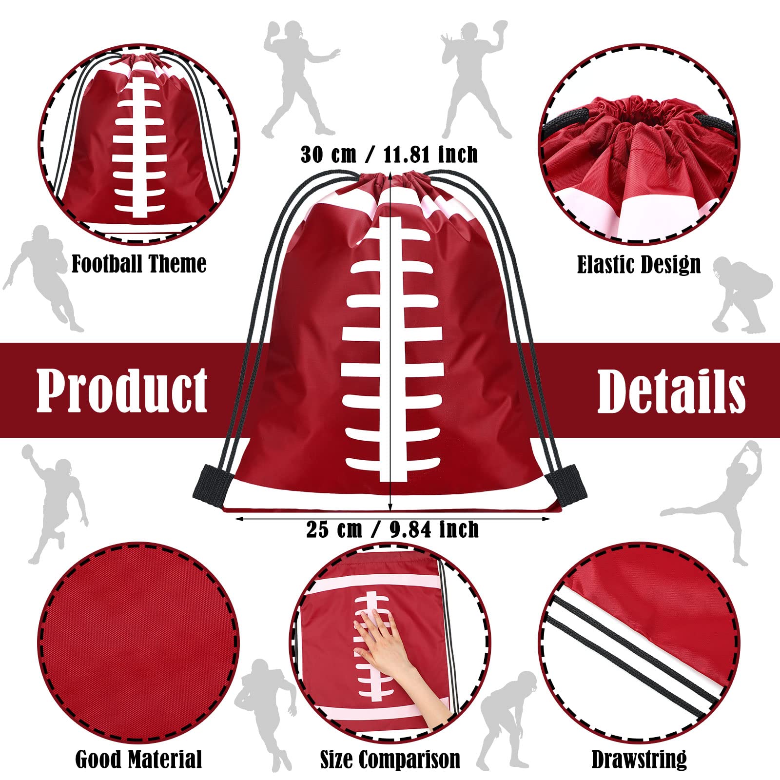 Shappy 12 Pieces Small Sport Drawstring Bags Candy Bag Sport Party Drawstring Goodie Favor Supplies Gifts(Football,10 X 12 Inch)