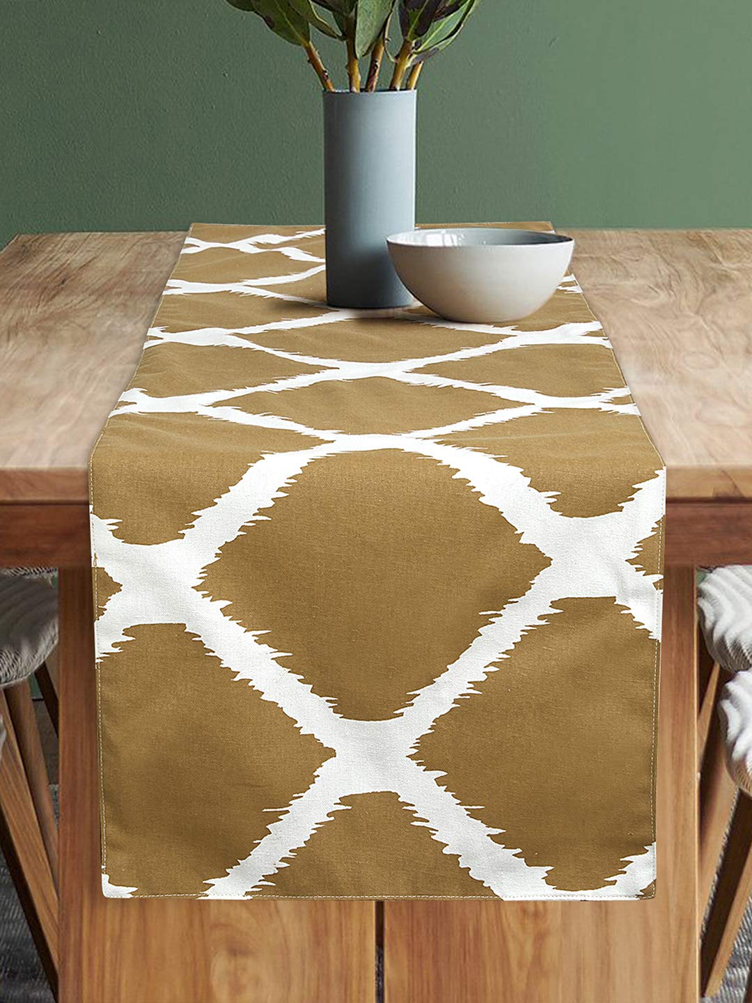 Dekor World Ekat Printed Beige Table Runner (33x120cm) (Pack of 1)4 Seater Dinning & Center Table