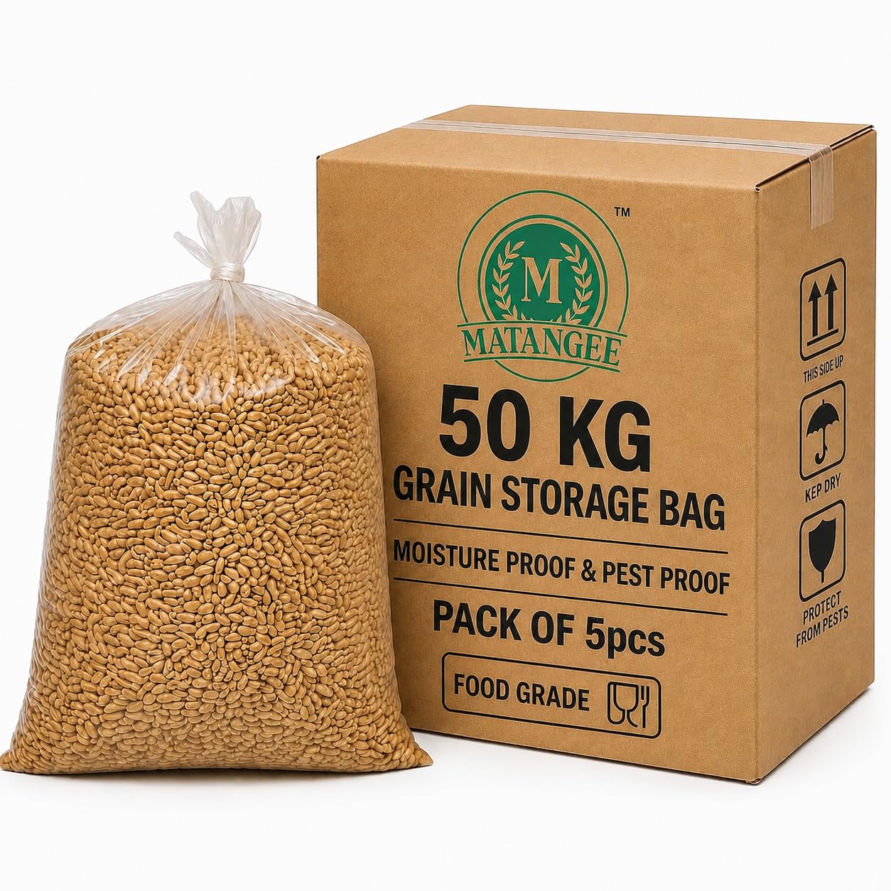Matangee Evoh Hermetic Grain Storage Bags 50Kg | LongTerm Dry Grain Storage  MoistureProof Bags For Rice, Wheat, Pulses, Corn