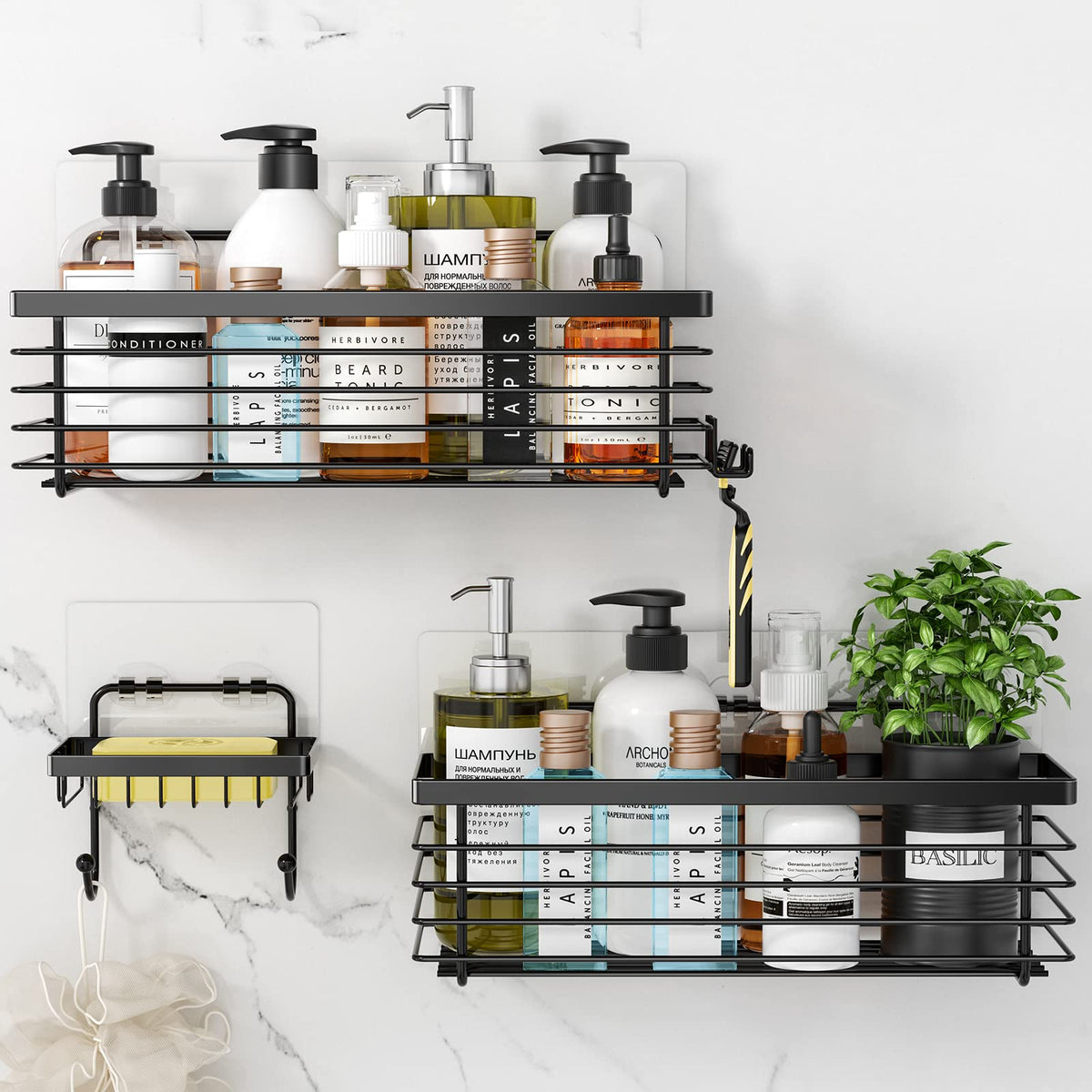 Odesign Shower Caddy 3 Pack-Shower Bathroom Shelves Rack,Rustproof Wall Mounted Sus304 Stainless Steel-No Drilling,Adhesive Show