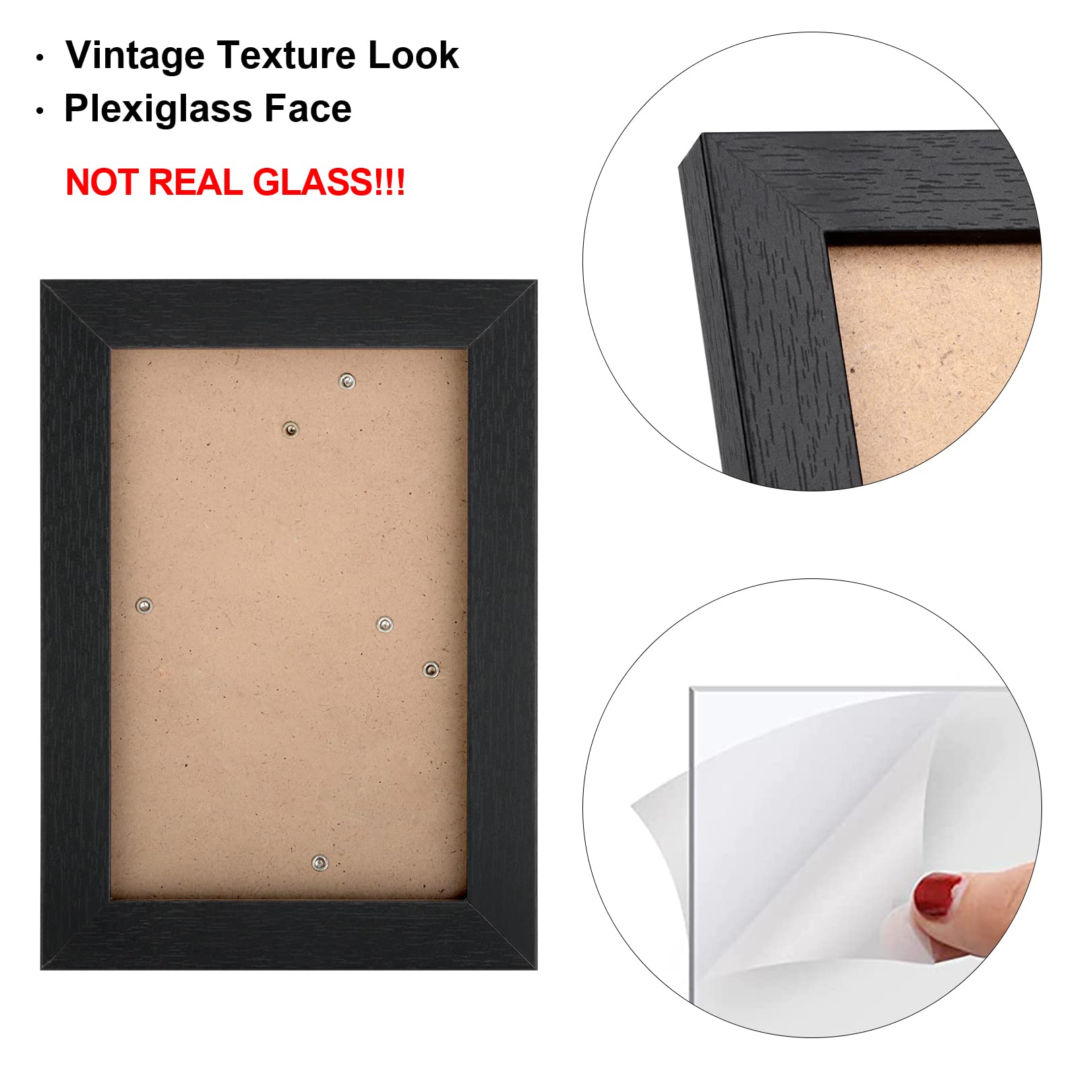 TOFOREVO 4x6 Picture Frames Set of 6 Black Wood Grain Photo Frame for Gallery Wall Mounting or Tabletop Display