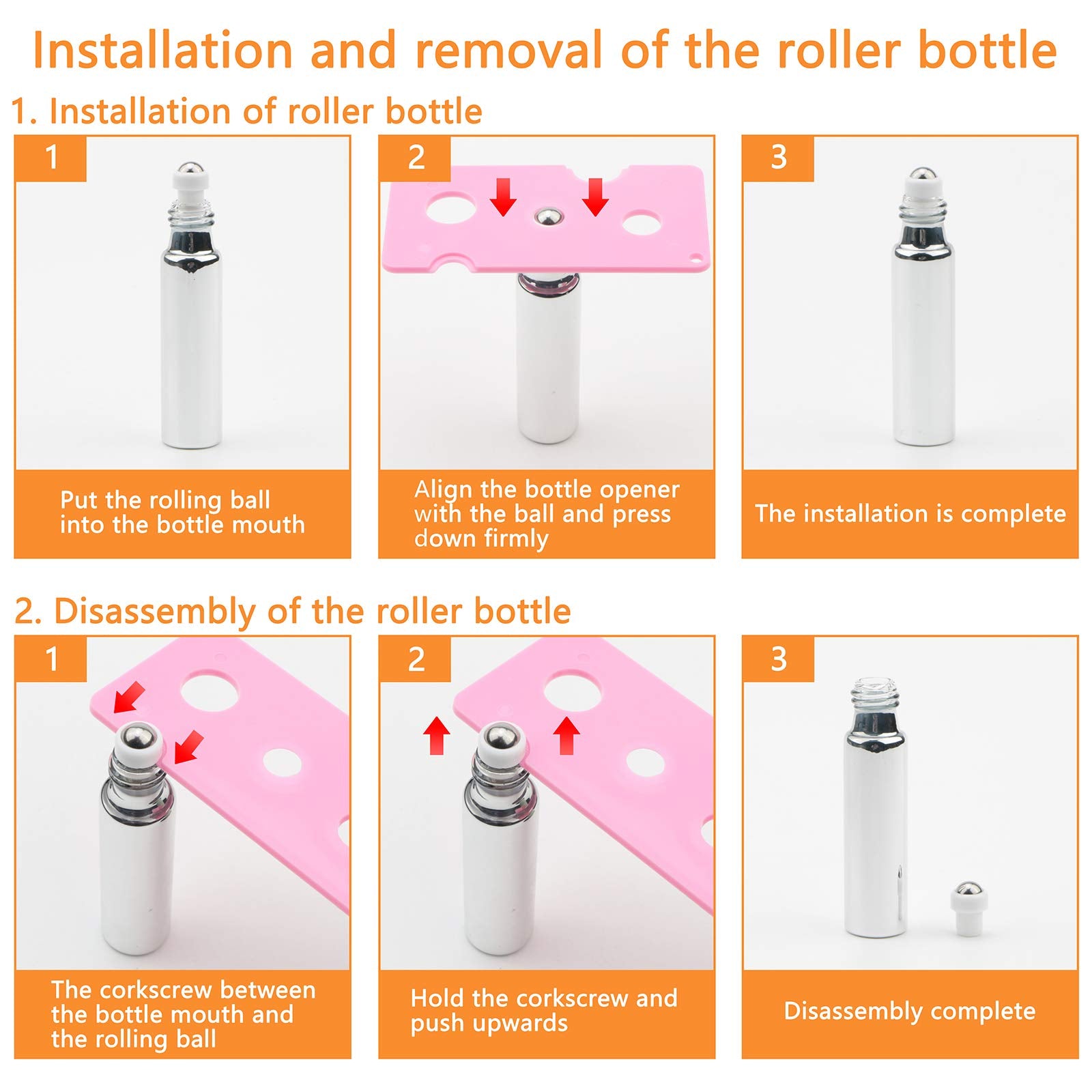 Ellbest 10Ml Essential Oil Roller Bottle Portable Mini Cosmetic Perfume Rollerball Bottle Small Sample Container Roll-On Bottles
