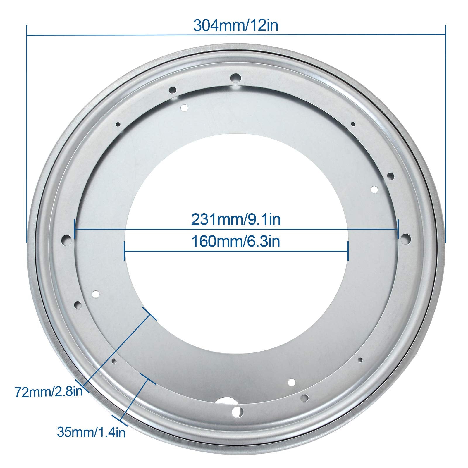 2 Pack Flat Lazy Susan Turntable Bearing 12 Inch Round Lazy Susan Hardware 516 Thick Turntable Swivel Base For Rotating Table, B