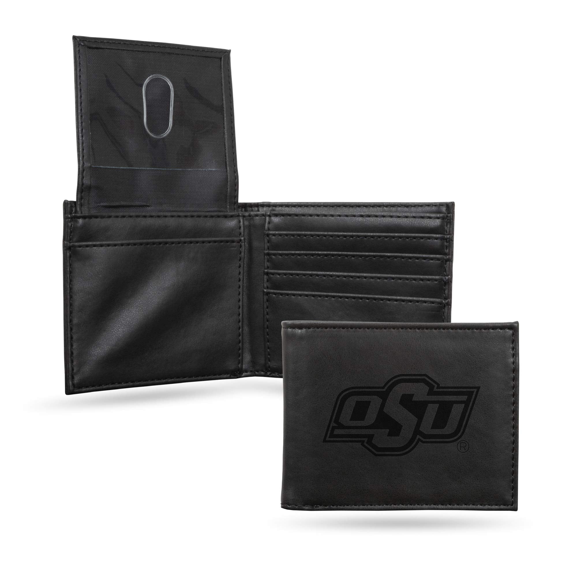 Rico Industries Ncaa Laser Engraved Billfold Wallet Oklahoma State Cowboys Black 575 X 7-Inches