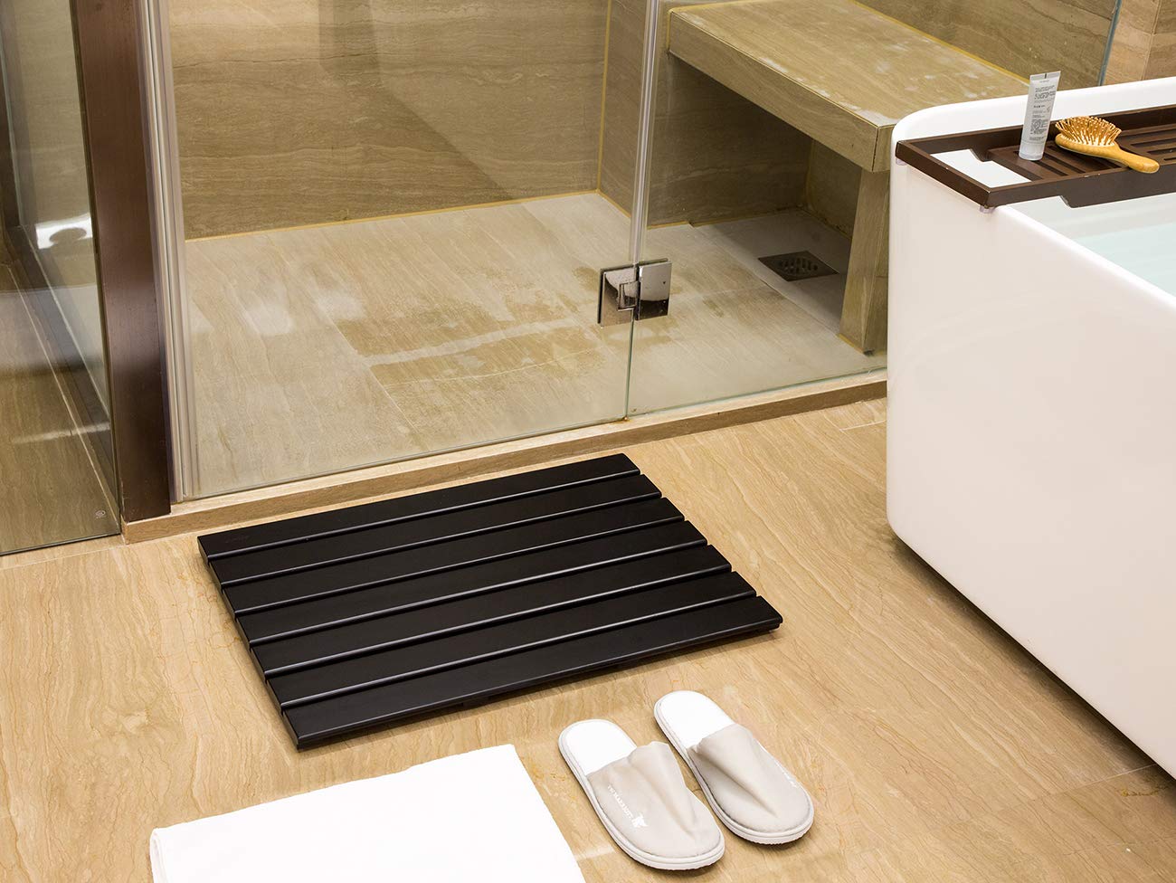 Gobam Bamboo Bath Mat, Extra Large, 31.50 X 18.35 X 1.3 Inches - Non-Slip Floor Mat For Bathroom, Spa, Sauna, Kitchen, Indoor &