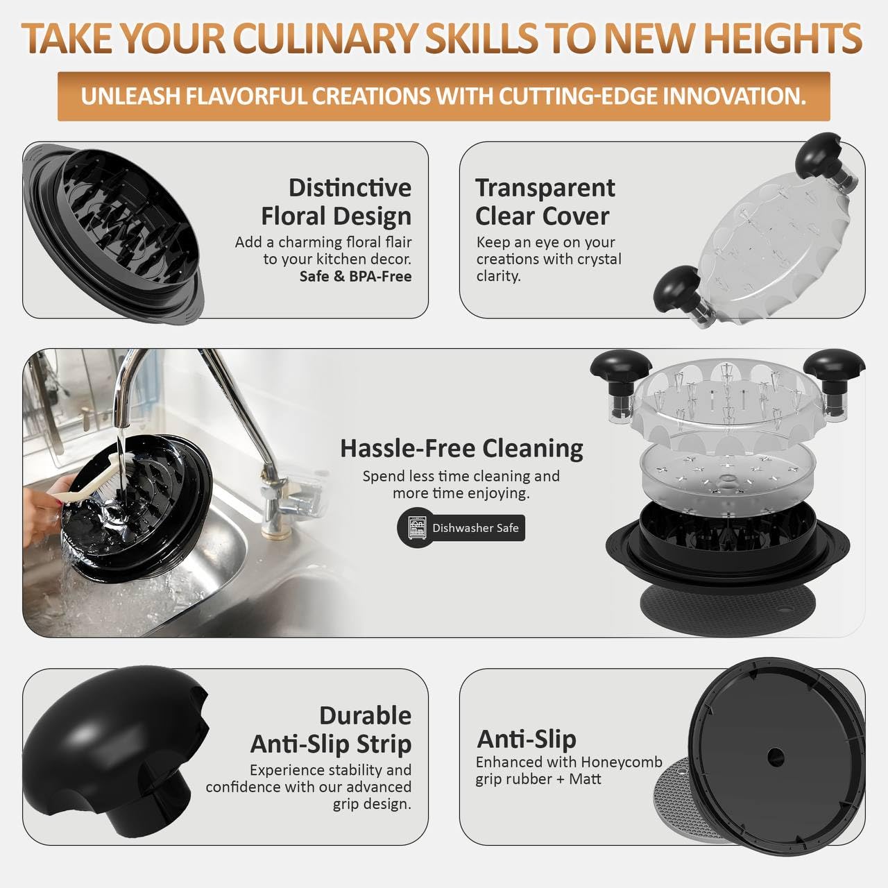 Chicken Shredder Tool - Large Twist Shredder For Chicken, Pork & Beef - Ergonomic Handle, Anti-Slip Base, Bpa-Free, Includes Cle