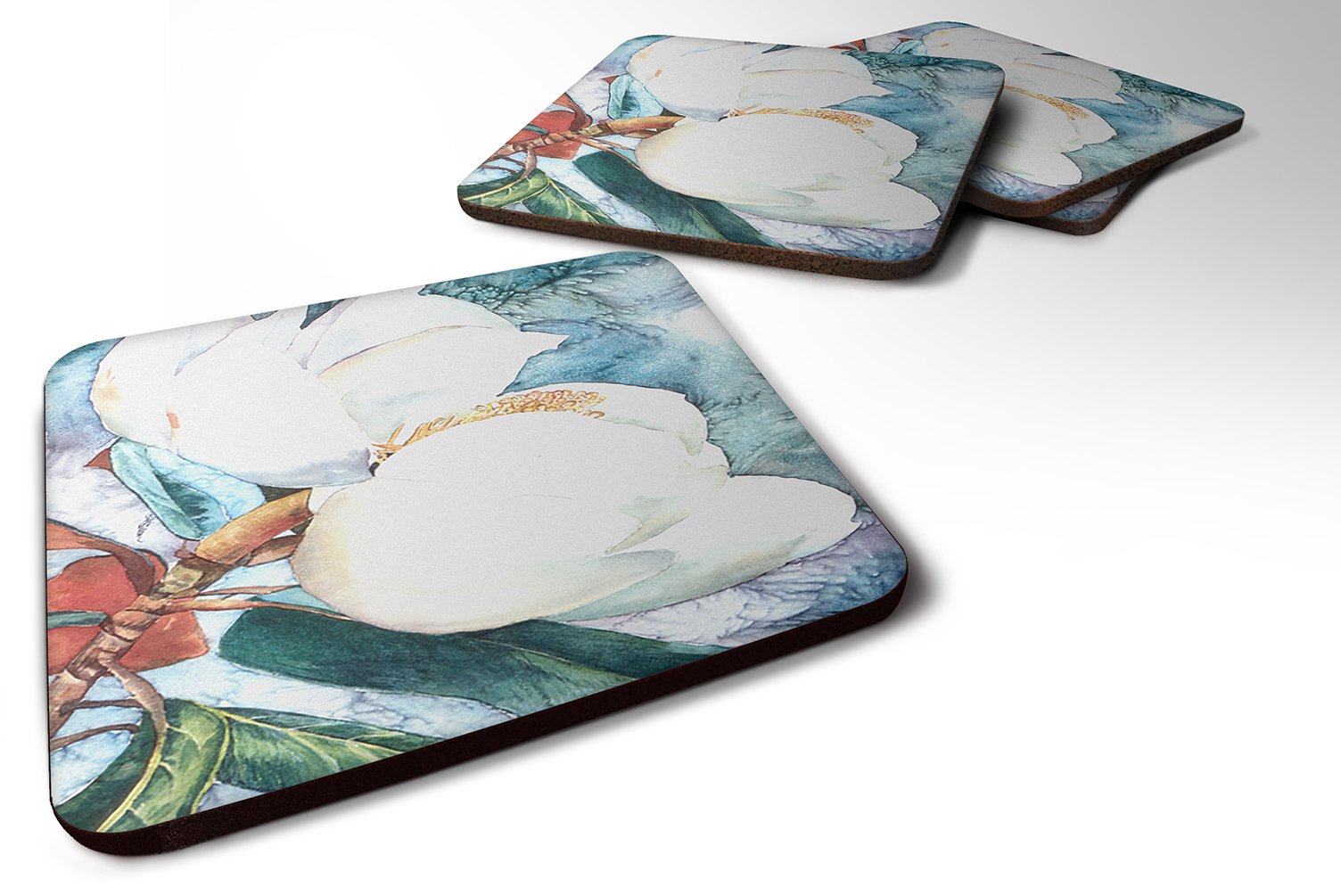 Carolines Treasures Flower-Magnolia Foam Coasters (Set of 4), 3.5 H x 3.5 W, Multicolor