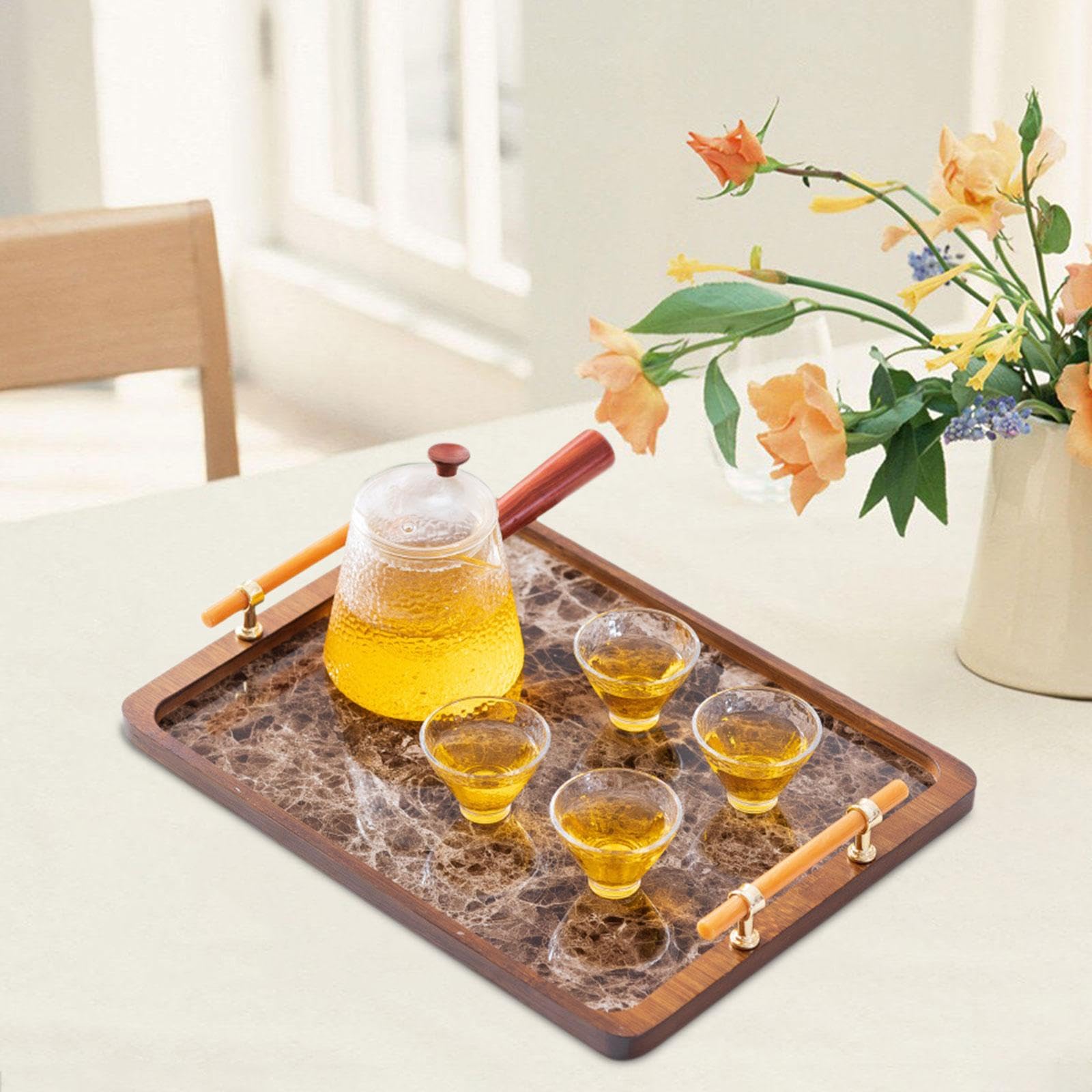 Trendivibe Serving Tray Holder Vanity Serving Tray For Breakfast Bathroom Dressing Room 34.5X25Cm