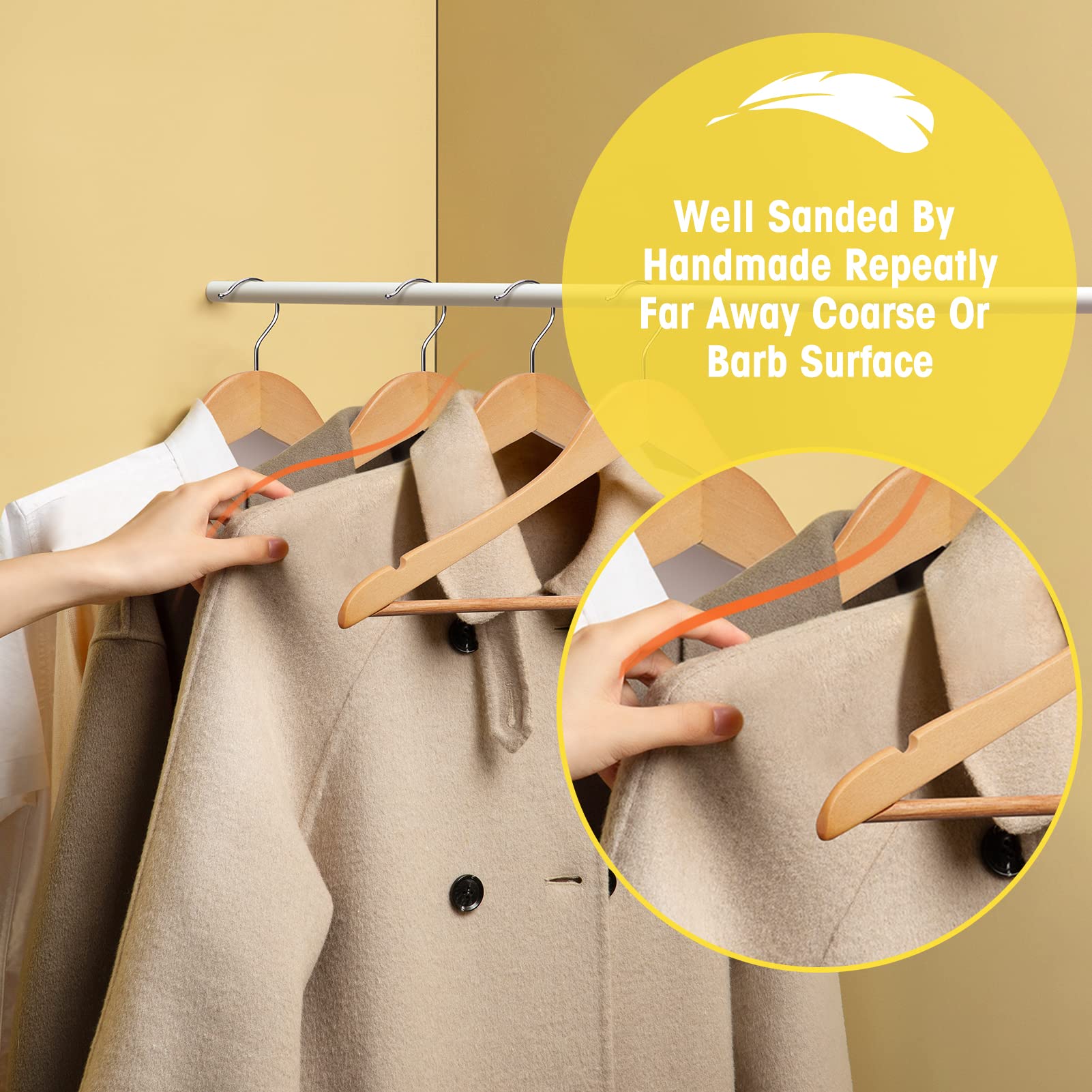 UINICOR Wooden Hangers - 30 Pack - Slim Wooden Suit Hangers Coat Hangers for Closet  Heavy Duty Hangers Precisely Cut Notches Wood Hangers Clothes Hangers for Shirt Suit Dress Natural