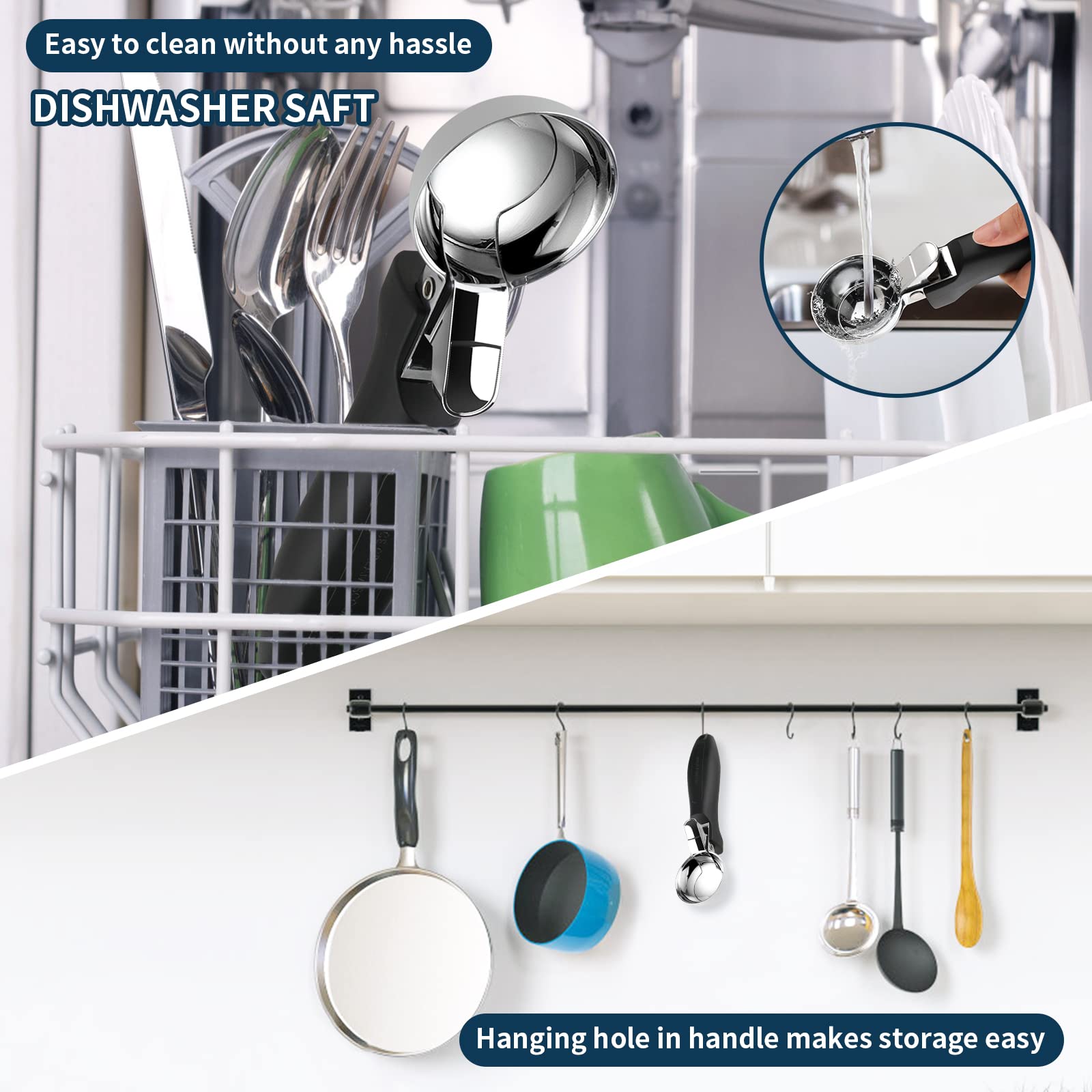 Otvafava Ice Cream Scoop, Large Cookie Scoop With Ergonomic Soft Grip Handle, Heavy Duty Multifunctional Baking Scooper For Sund