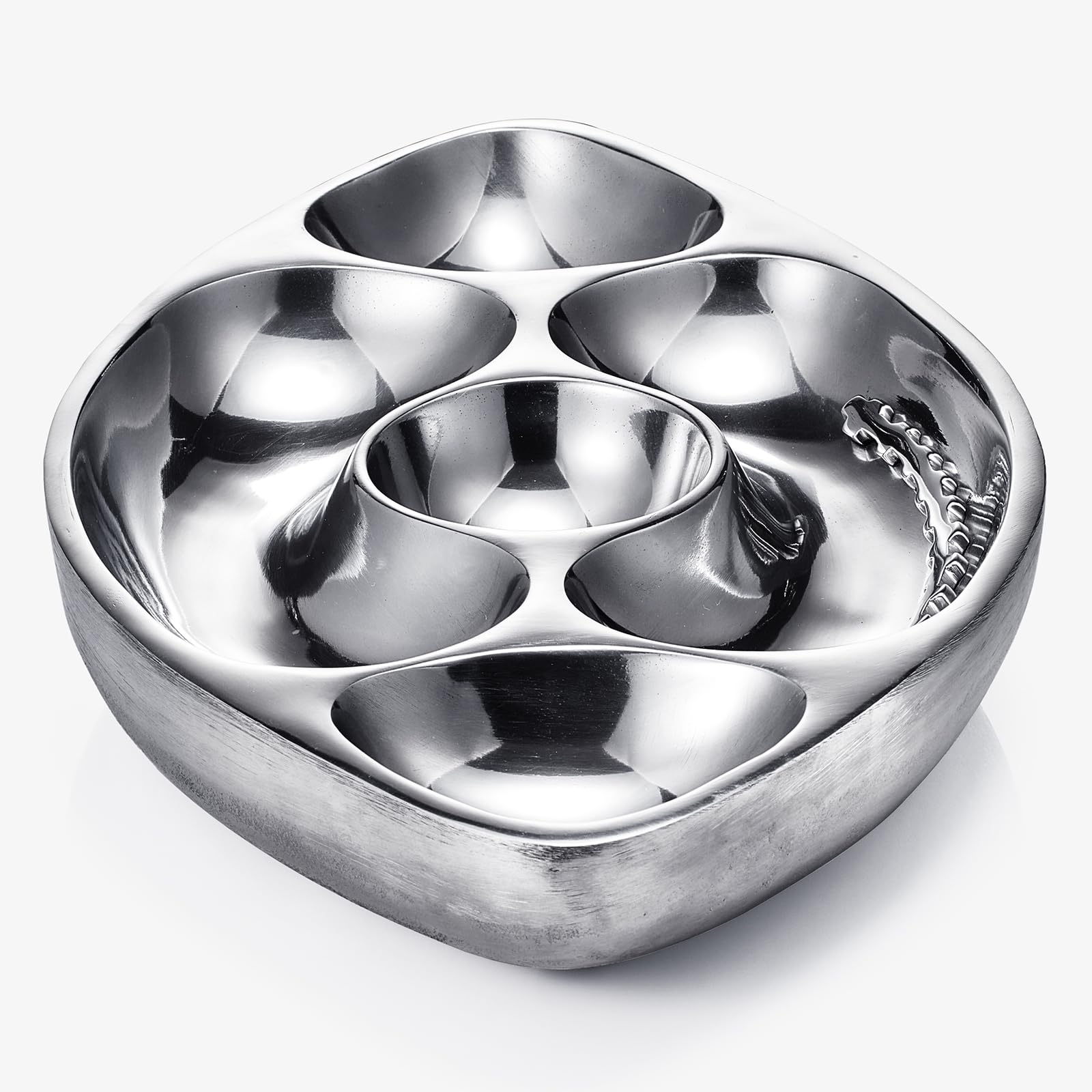Football Tailgate Superbowl Serving Bowl Silver Brass Snack