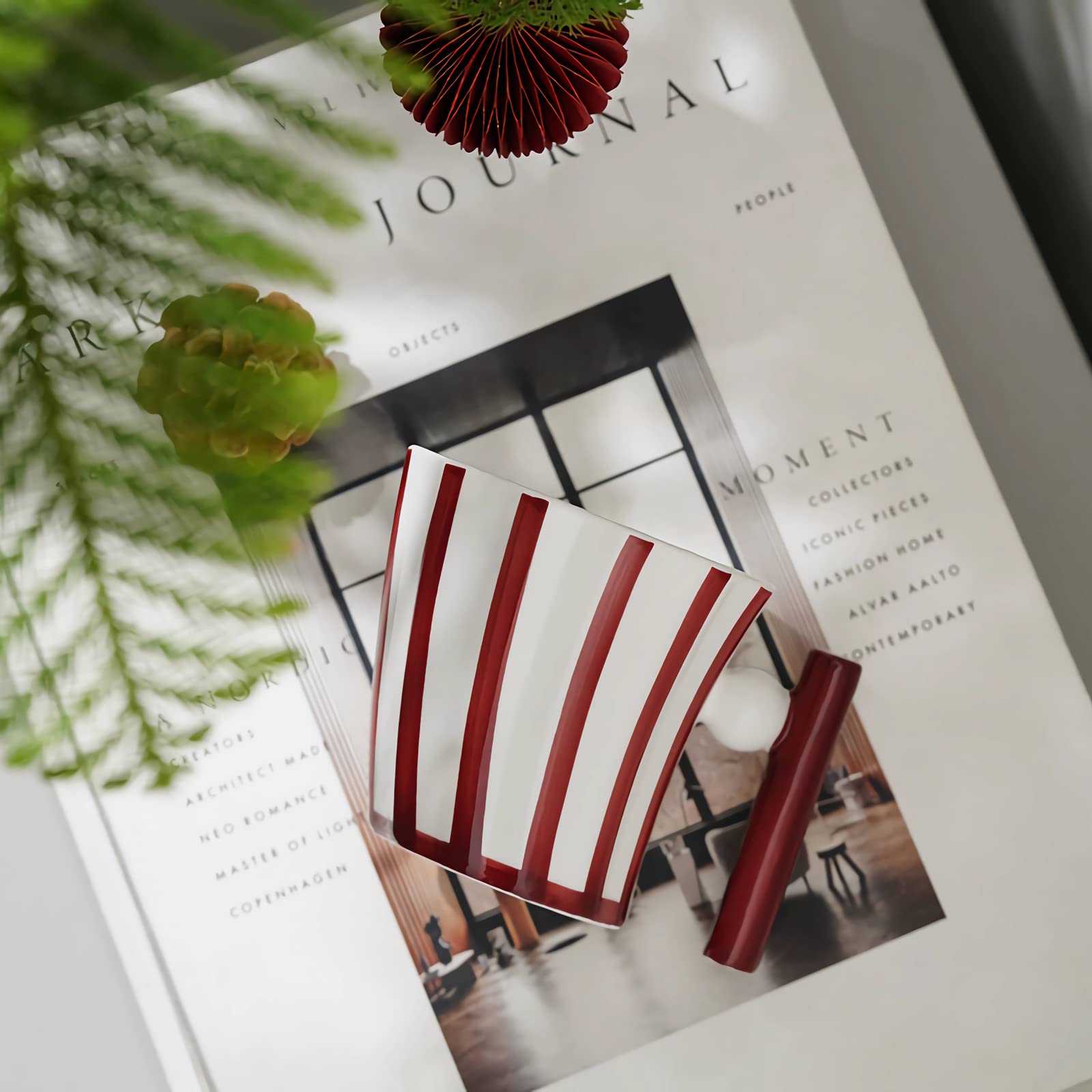 Odiincy Coffee Mugs Set Of 4, Christmas Handmade Aesthetic Coffee Mugs Tea Cups For Office And Home, Artsy Ceramic Coffee Mugs F